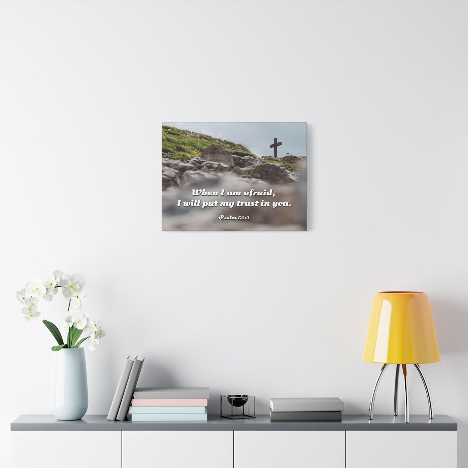 Scripture Canvas Trust In Thee Psalms 56:3 Christian Wall Art Bible Verse Print Ready to Hang-Express Your Love Gifts