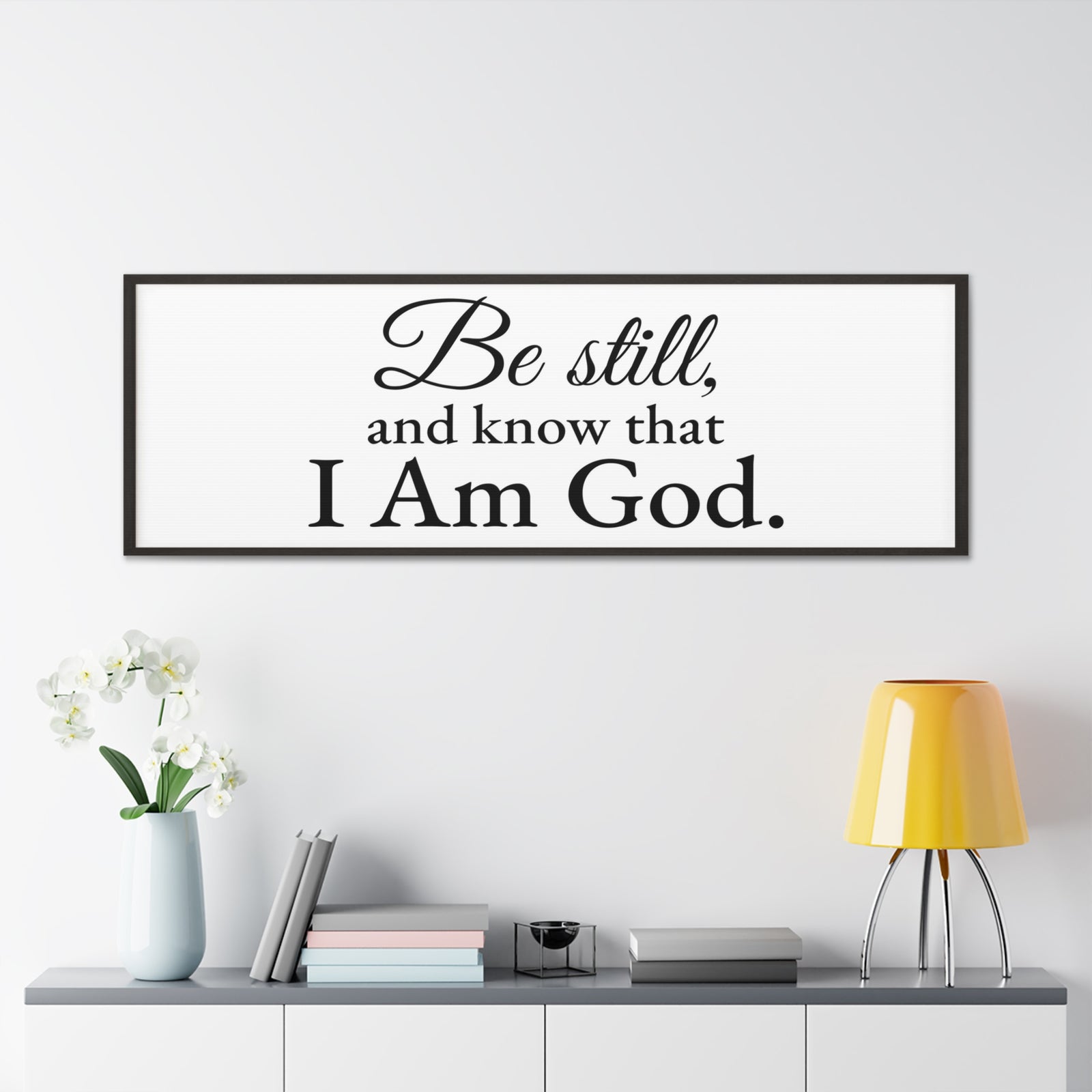 Scripture Walls Be Still Psalm 46:10 White Bible Verse Canvas Christian Wall Art Ready to Hang Unframed-Express Your Love Gifts