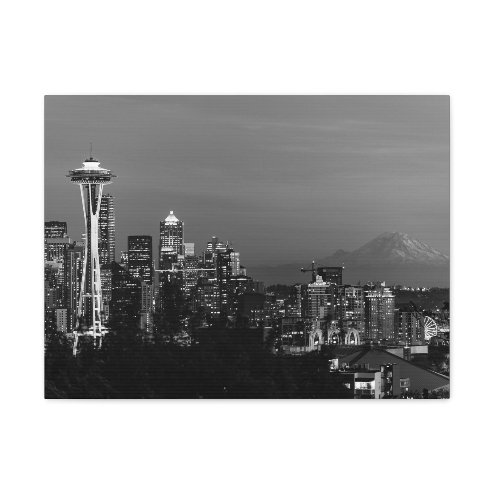 Seattle Black And White Skyline Canvas Artwork High-Quality Breathtaking Stunning Cityscape for Home Decor Ready to Hang-Express Your Love Gifts