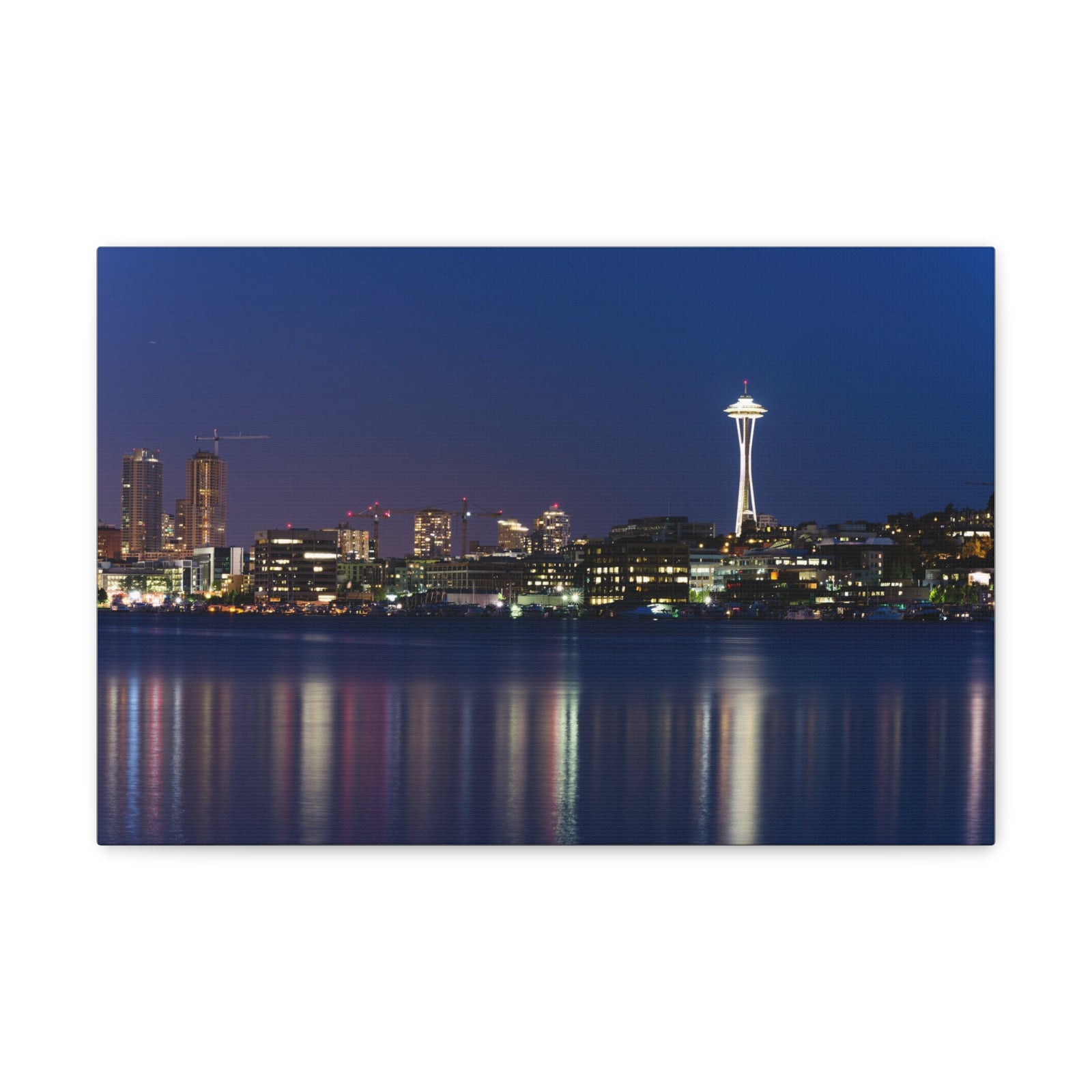 Seattle Night Skyline Canvas Artwork High-Quality Breathtaking Stunning Cityscape for Home Decor Ready to Hang-Express Your Love Gifts
