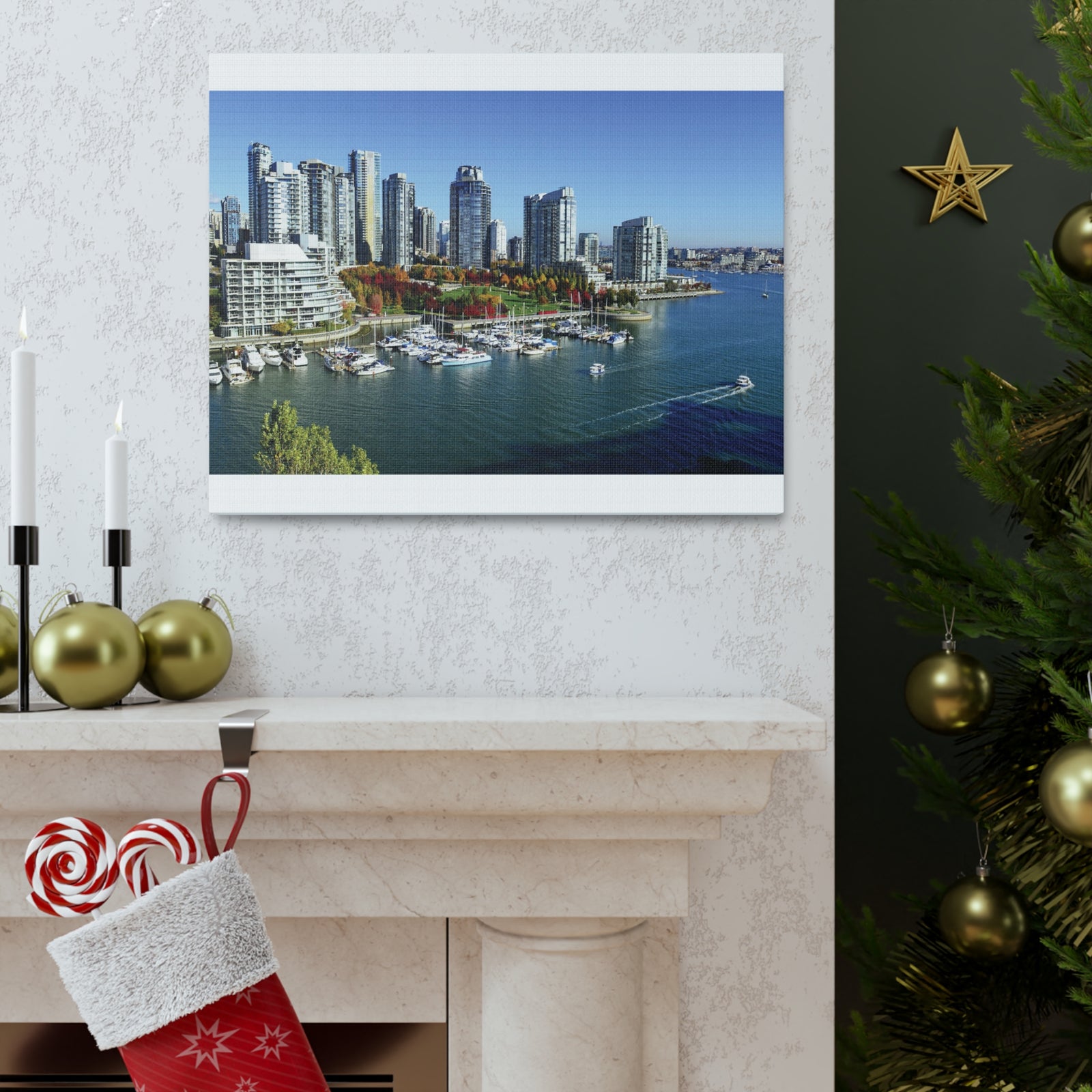 Vancouver Daytime Skyline Canvas Artwork High-Quality Breathtaking Stunning Cityscape for Home Decor Ready to Hang-Express Your Love Gifts