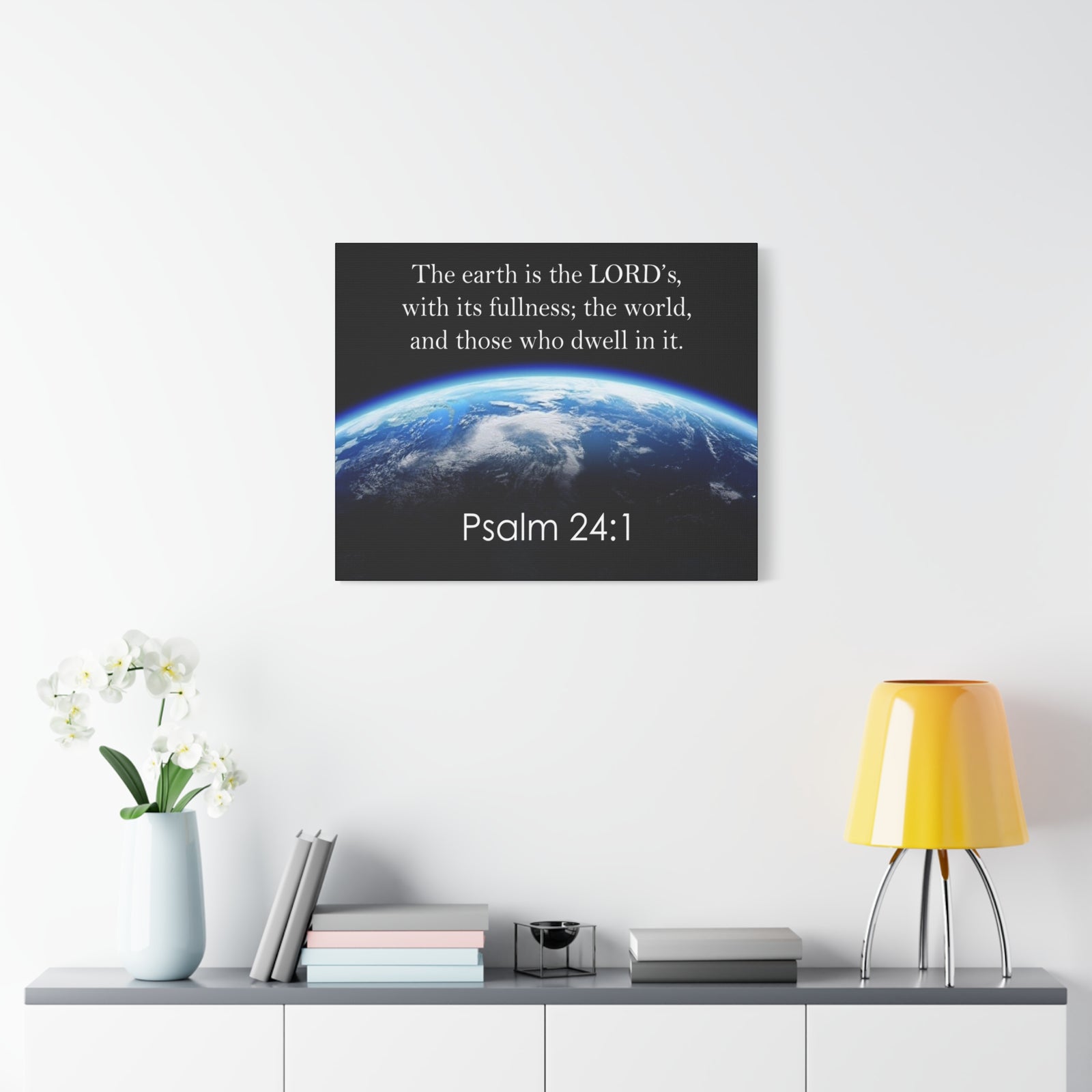 Scripture Walls Psalm 24:1 The Earth is the Lord's Christian Wall Art Print Ready to Hang Unframed-Express Your Love Gifts