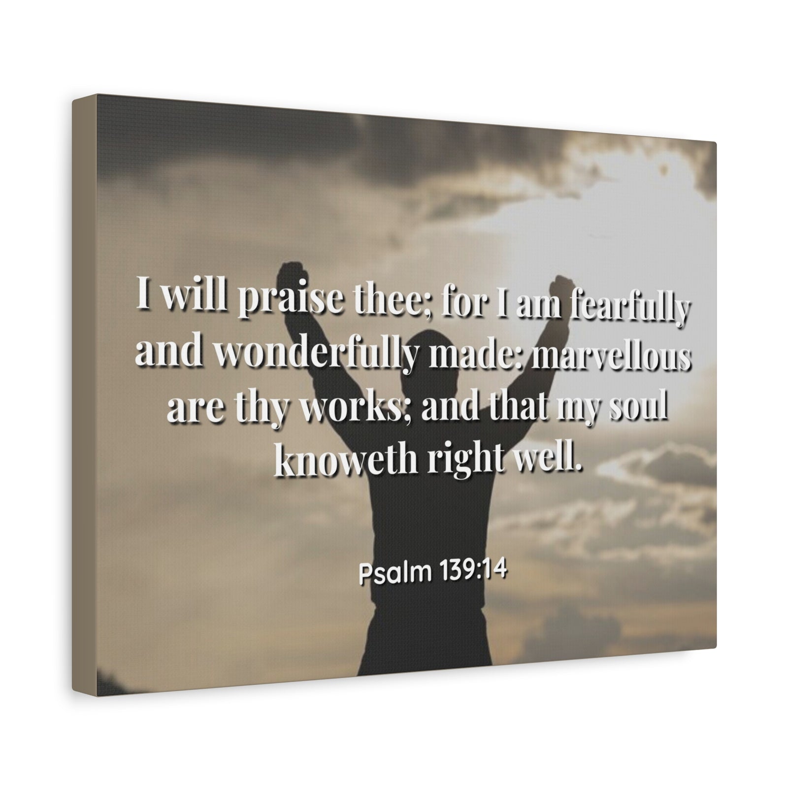 Scripture Canvas Marvellous Psalms 139:14 Christian Wall Art Bible Verse Print Ready to Hang-Express Your Love Gifts