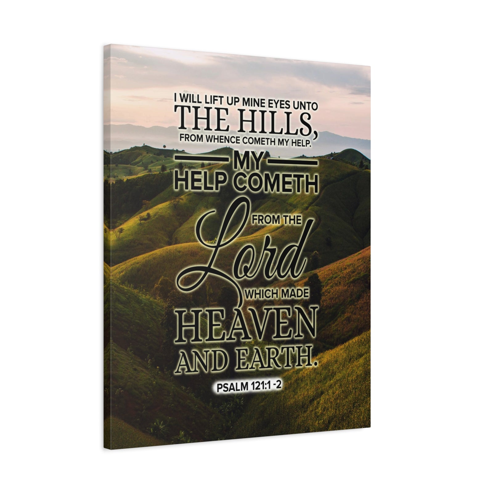 Scripture Canvas Heaven and Earth Psalm 121:1-2 KJV Christian Wall Art Bible Verse Print Ready to Hang-Express Your Love Gifts