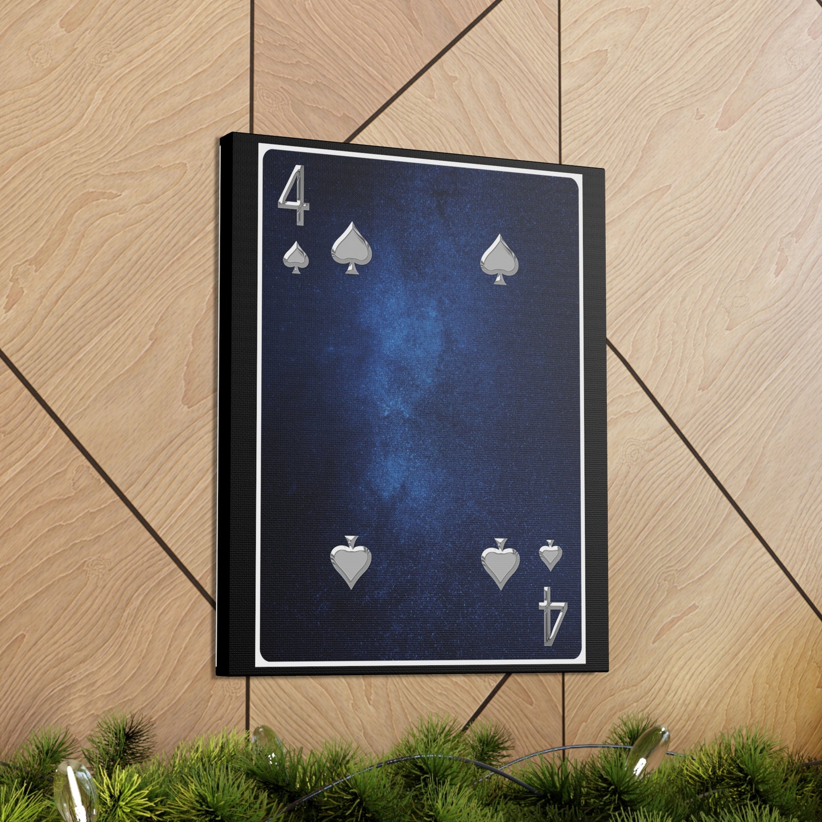 Four Of Spades Space Background Playing Card Canvas Wall Art for Home Decor Ready-to-Hang-Express Your Love Gifts