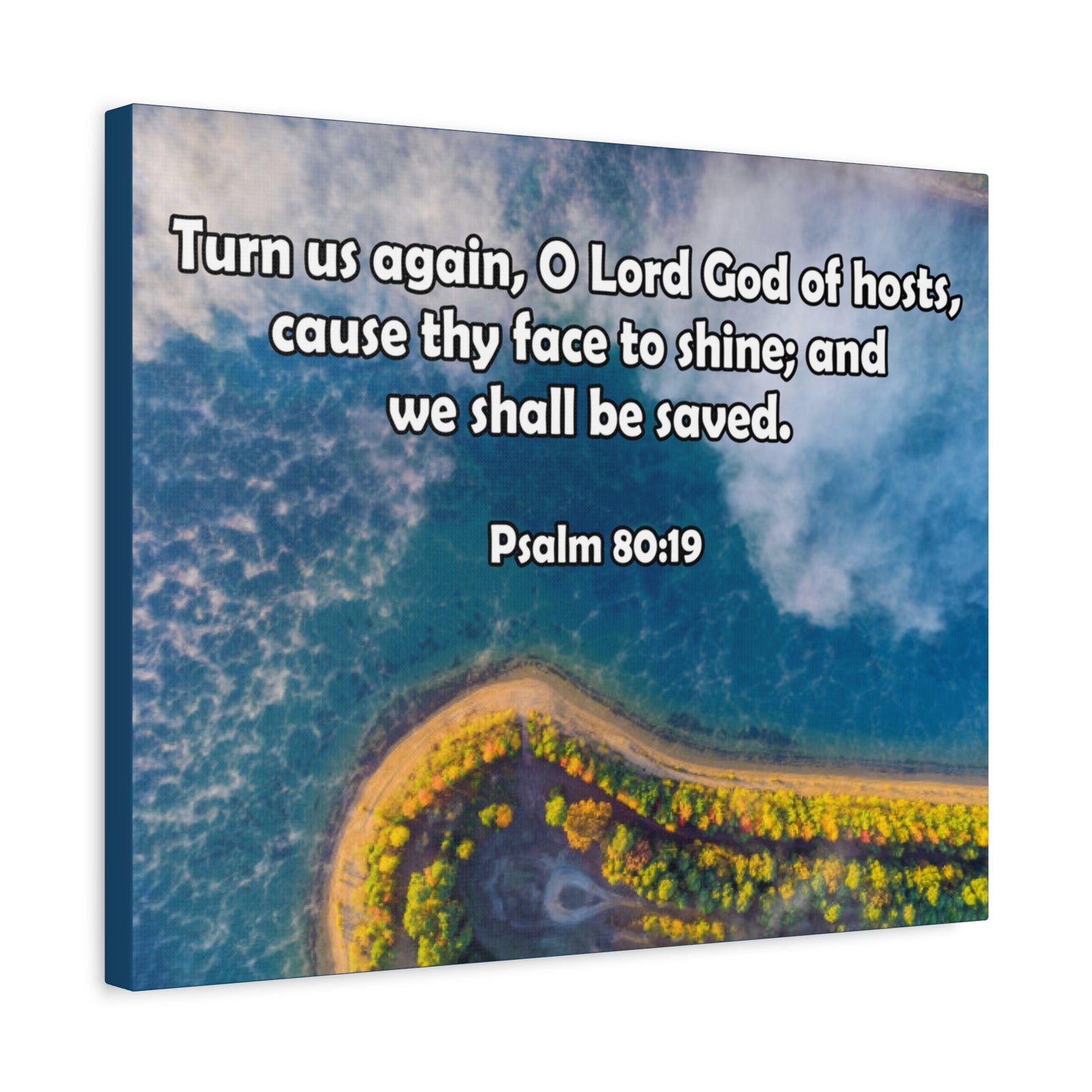 Bible Verse Canvas Turn Us Again Psalm 80:19 Christian Home Décor Wall Art Scripture Ready to Hang Faith Print-Express Your Love Gifts