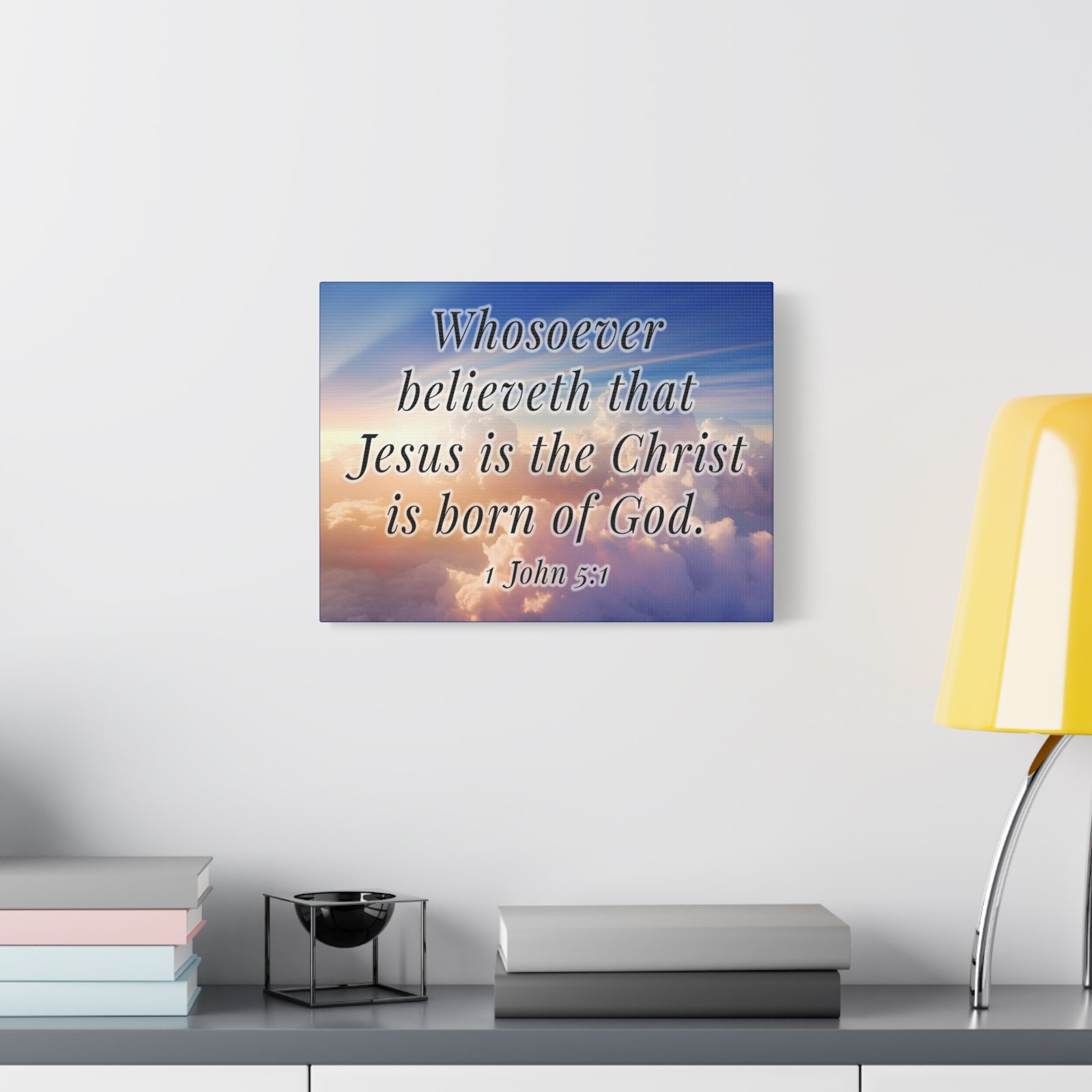 Scripture Walls 1 John 5:1 Jesus is the Christ Bible Verse Canvas Christian Wall Art Ready to Hang Unframed-Express Your Love Gifts