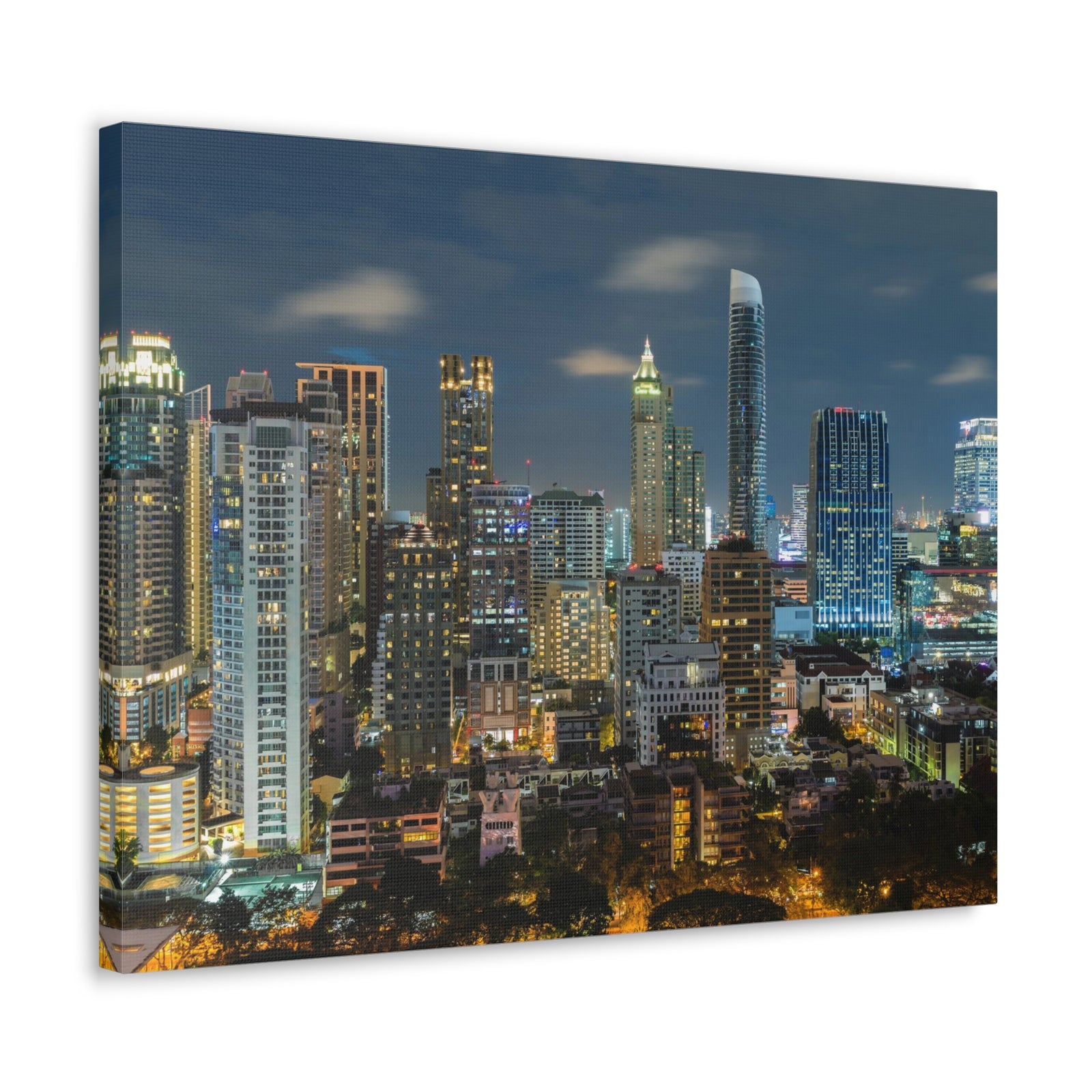 Bangkok Night Skyline Canvas Artwork High-Quality Breathtaking Stunning Cityscape for Home Decor Ready to Hang-Express Your Love Gifts