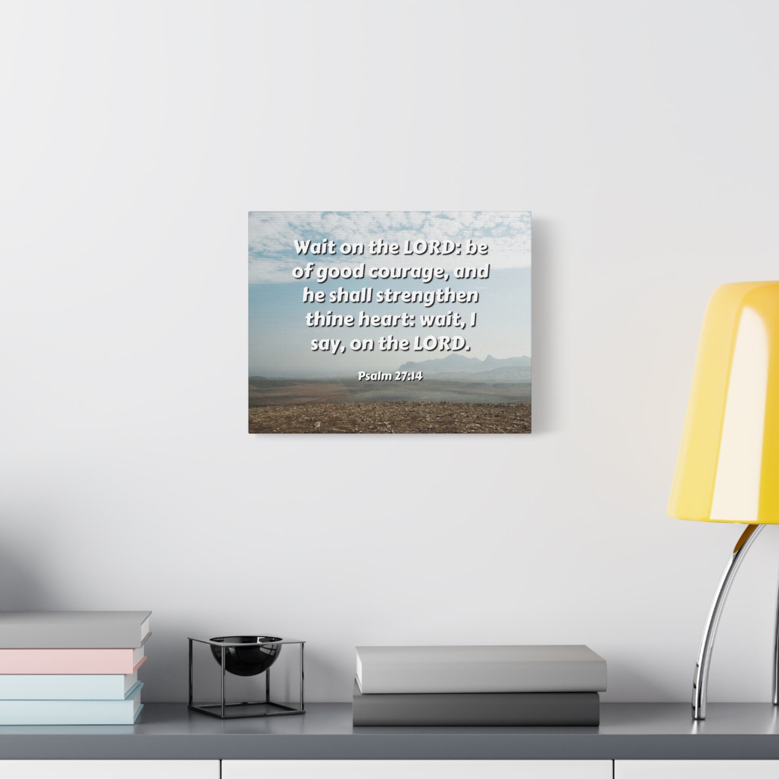Scripture Canvas Strengthen Thine Heart Psalms 27:14 Christian Wall Art Bible Verse Print Ready to Hang-Express Your Love Gifts