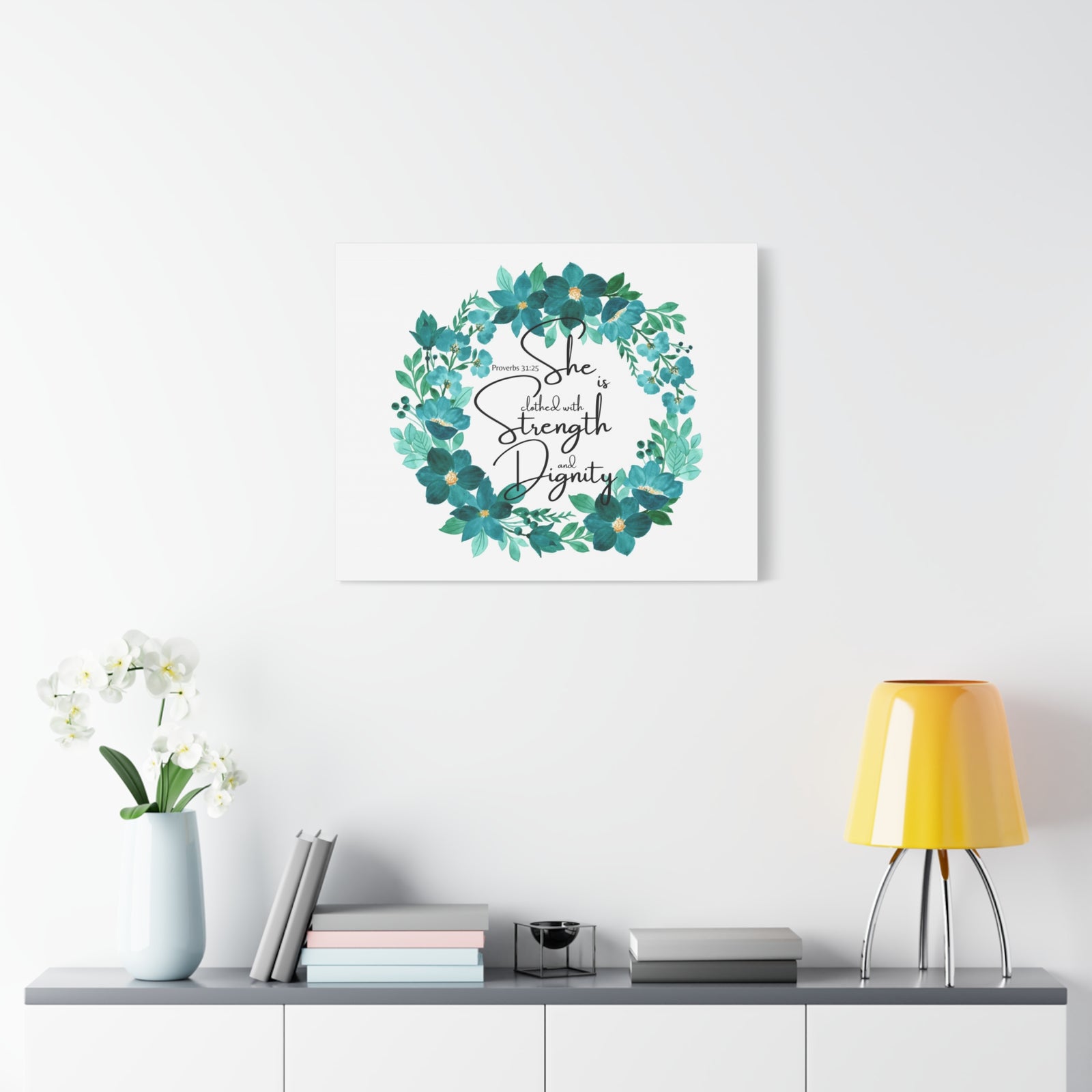 Scripture Walls Proverbs 31:25 Strength And Dignity Within Her Bible Verse Canvas Christian Wall Art Ready to Hang Unframed-Express Your Love Gifts