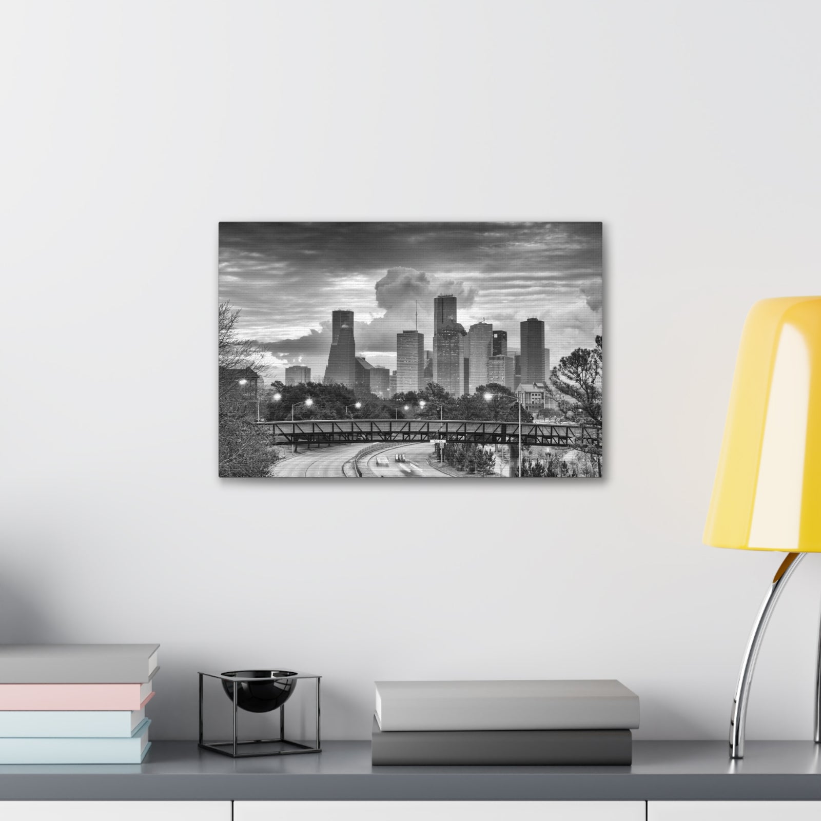 Houston Black And White Skyline Canvas Artwork High-Quality Breathtaking Stunning Cityscape for Home Decor Ready to Hang-Express Your Love Gifts