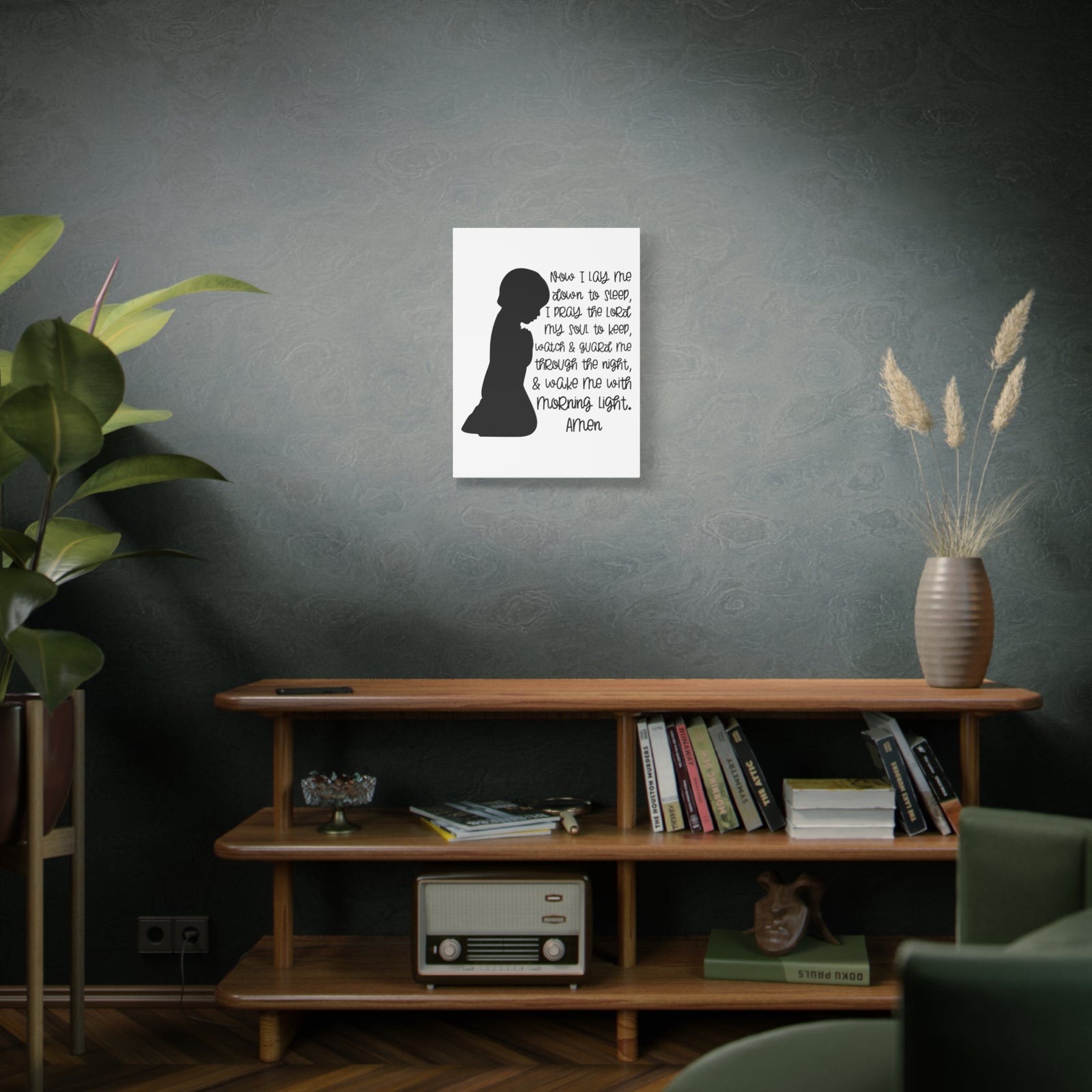 Scripture Canvas Wake Me With Morning Psalms 4:8 Christian Wall Art Print Ready to Hang-Express Your Love Gifts