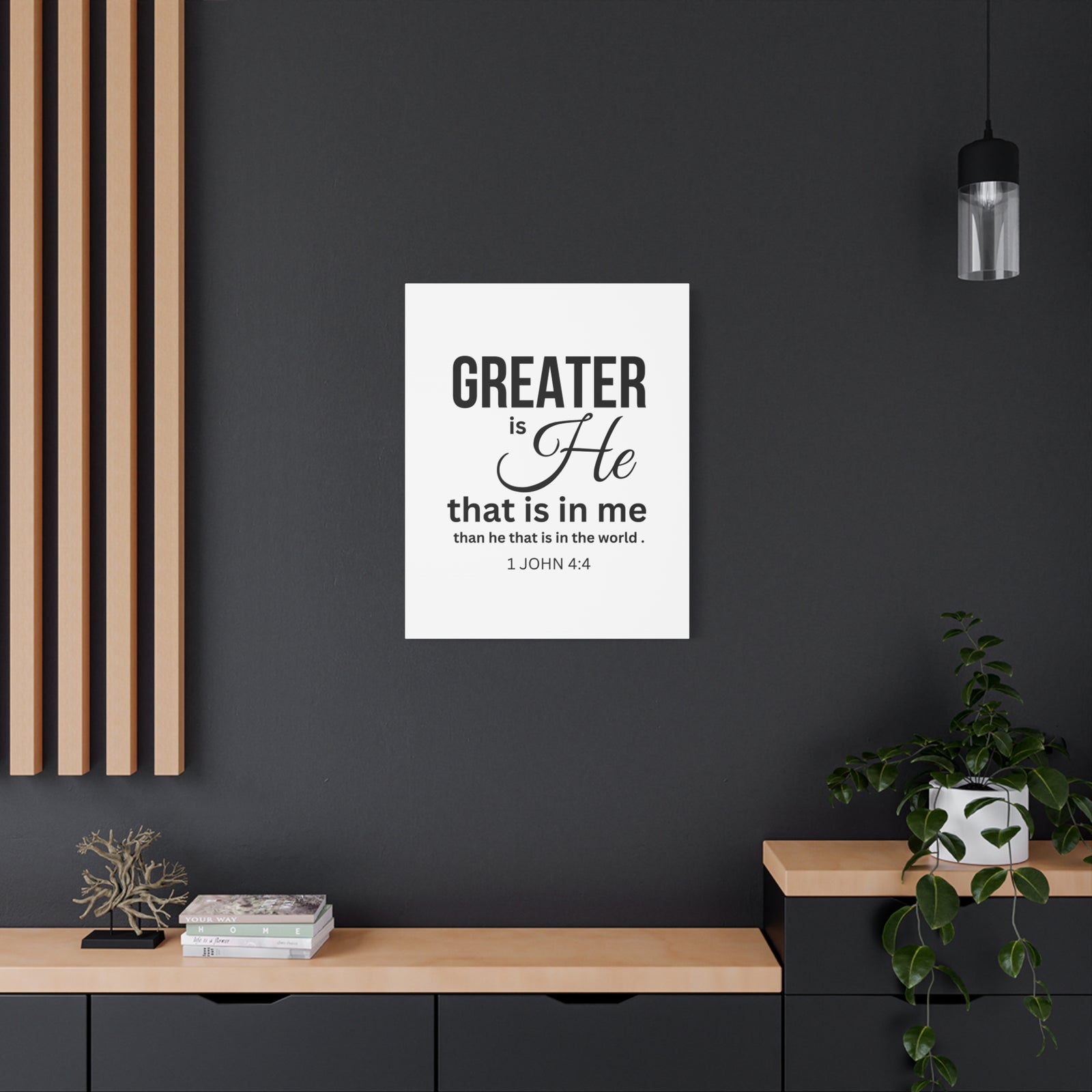 Scripture Walls 1 John 4:4 Greater is He Bible Verse Canvas Christian Wall Art Ready to Hang Unframed-Express Your Love Gifts
