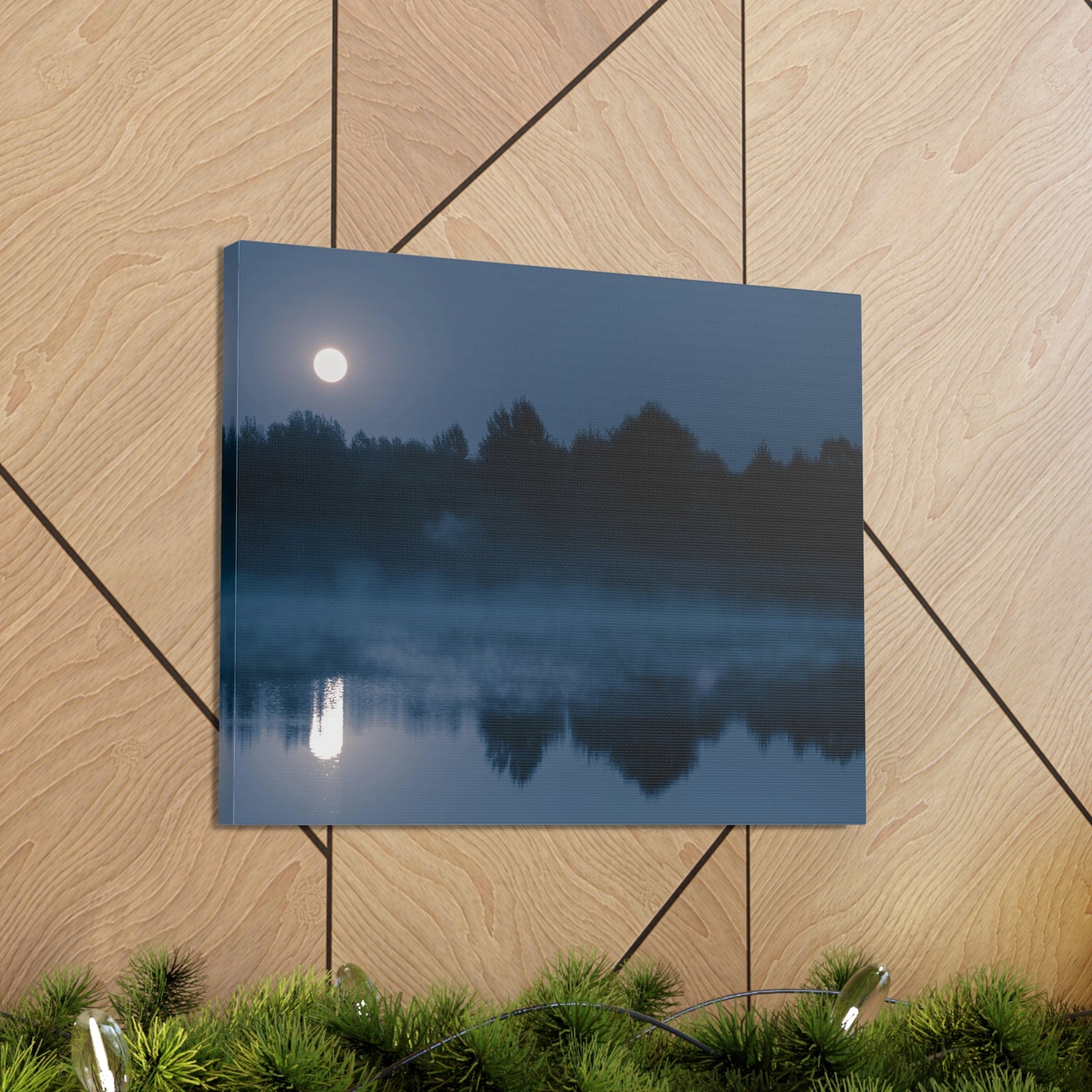 Misty Mountain Reflections Nature Wilderness Photography Canvas Wall Art for Home Decor Ready-to-Hang-Express Your Love Gifts