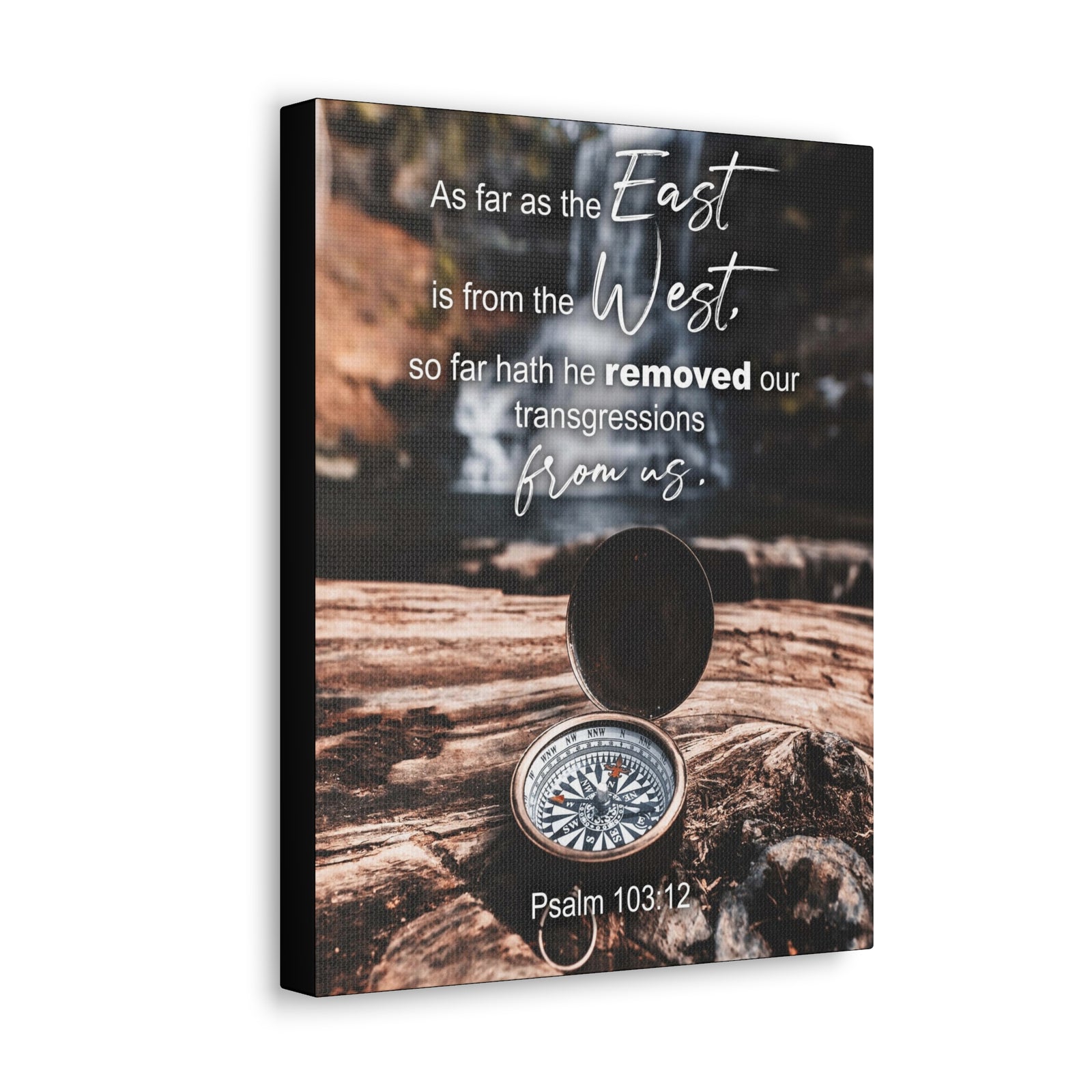 Scripture Canvas From Us Psalm 103:12 Christian Wall Art Bible Verse Print Ready to Hang-Express Your Love Gifts