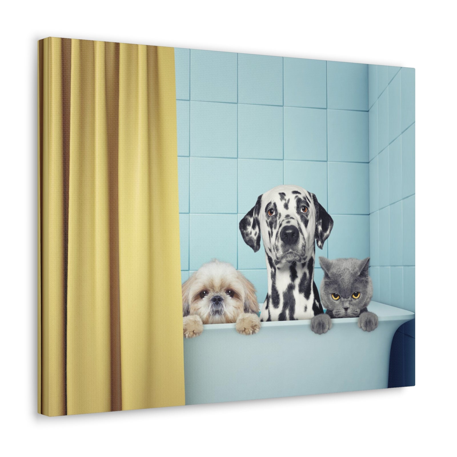 Cute Two Dogs and Cat Canvas Wall Art for Home Decor Ready-to-Hang-Express Your Love Gifts