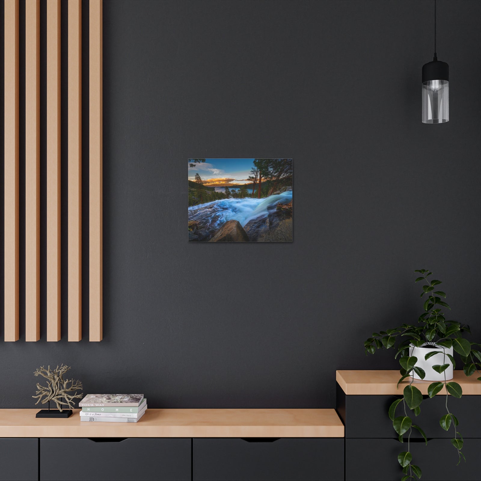 Lake Tahoe Sunset Rushing Water Modern Multicolor Scenic Nature Photography Canvas Home Office Decor Ready to Hang-Express Your Love Gifts