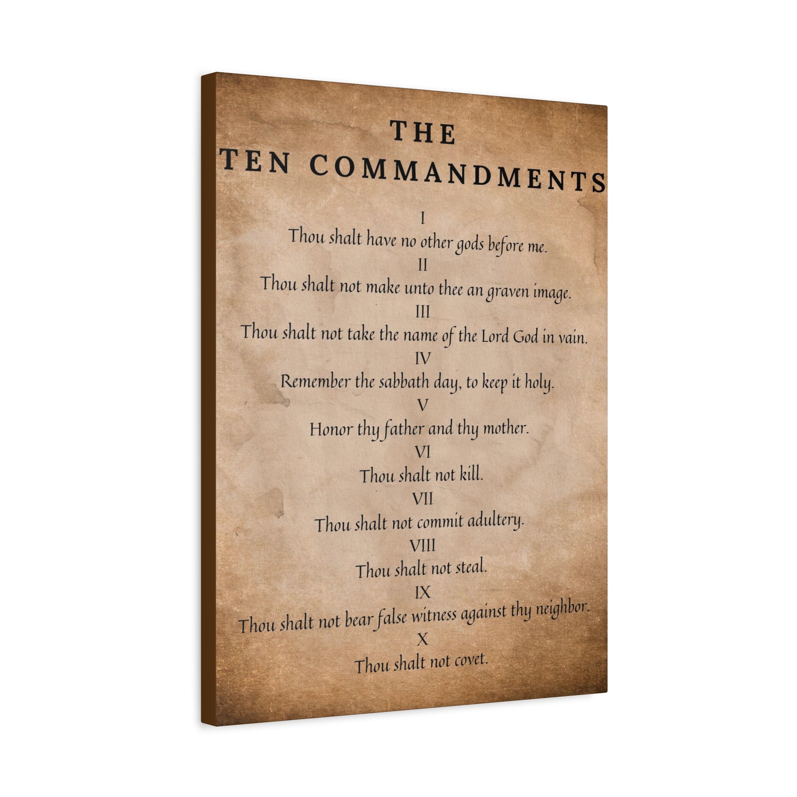 Scripture Canvas 10 Commandments Brown Christian Wall Art Bible Verse Print Ready to Hang-Express Your Love Gifts