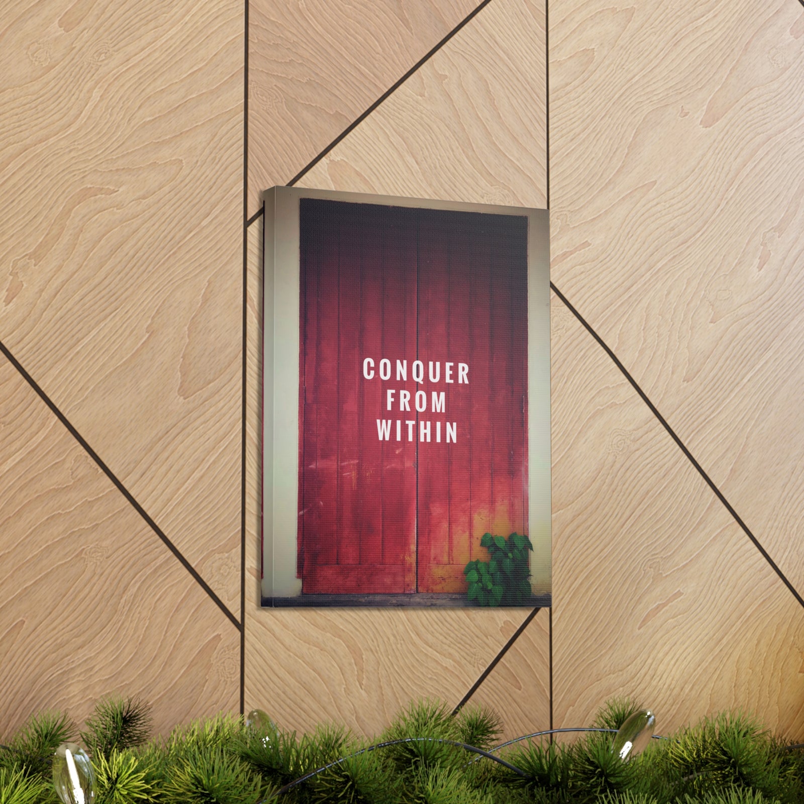 Inspirational Quote Canvas Conquer From Within Motivational Print Ready to Hang Artwork-Express Your Love Gifts
