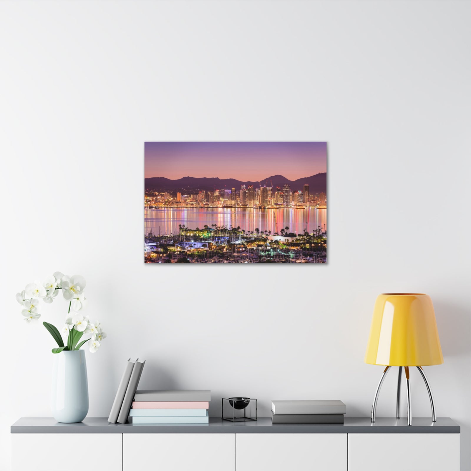 San Diego Night Skyline Canvas Artwork High-Quality Breathtaking Stunning Cityscape for Home Decor Ready to Hang-Express Your Love Gifts