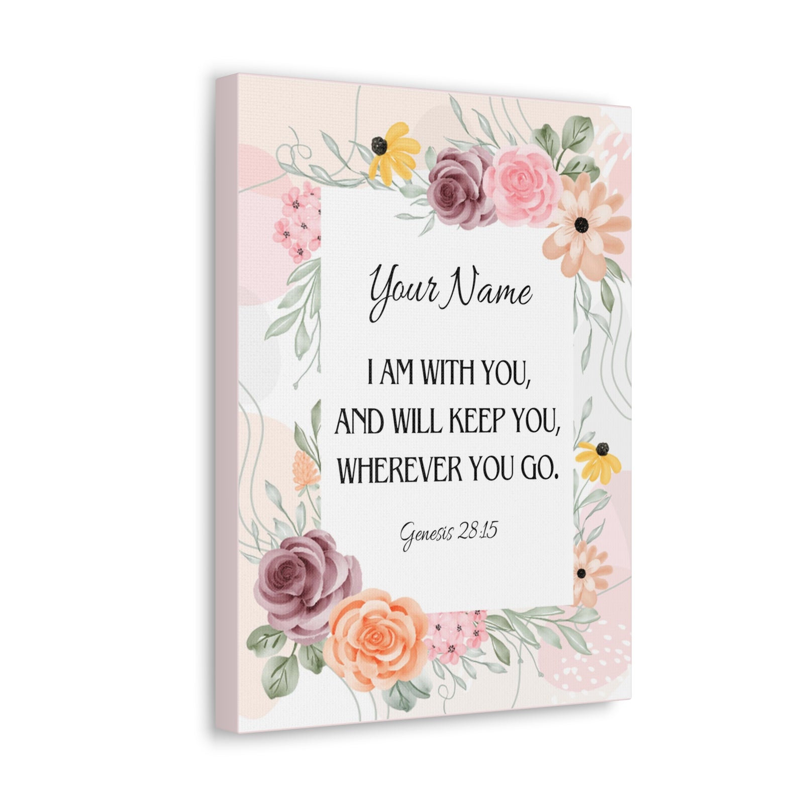 Scripture Walls Personalized Genesis 28:15 I Am With You Bible Chapter Canvas Christian Wall Art Ready to Hang-Express Your Love Gifts