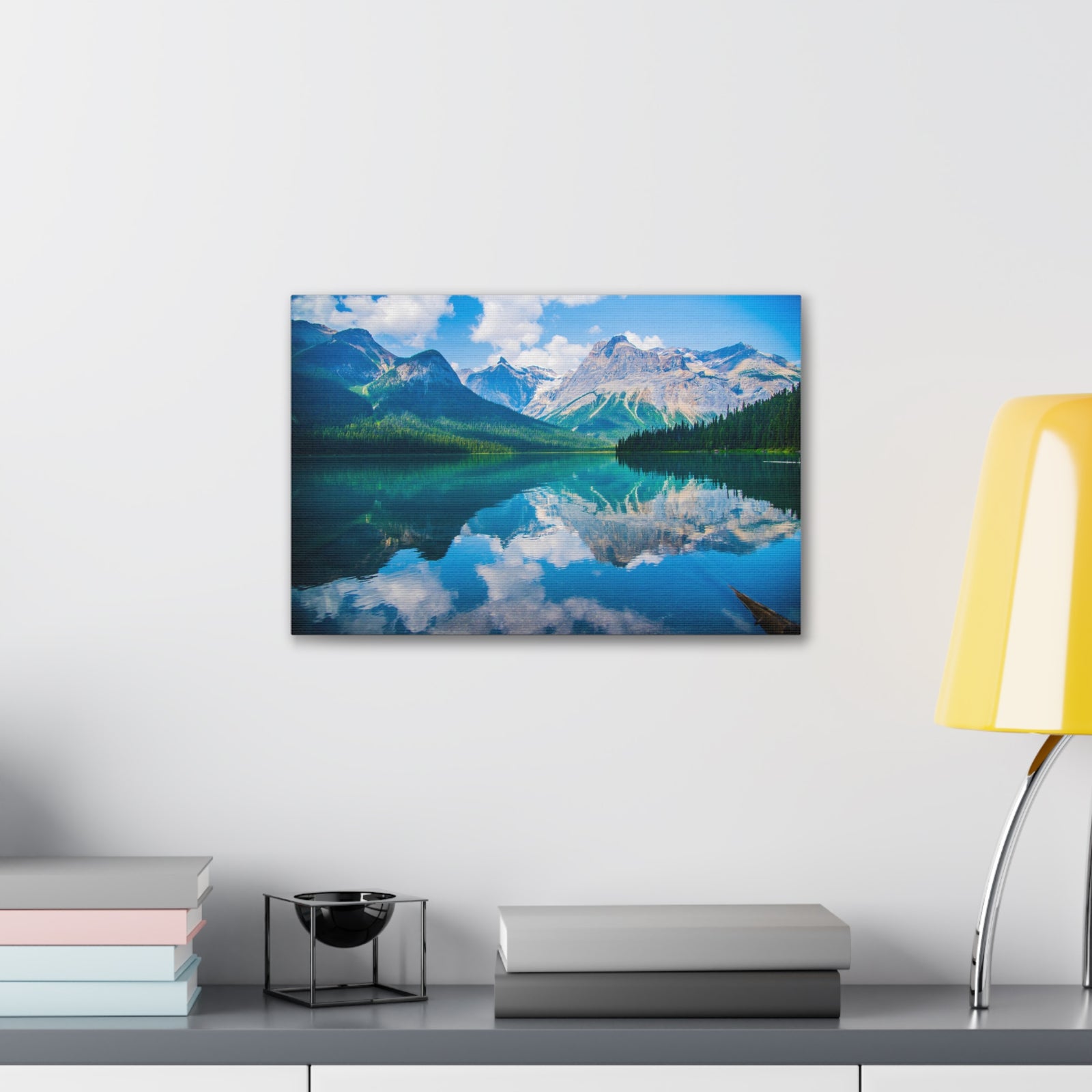 Mountain Lake Winter Nature Wilderness Photography Canvas Wall Art for Home Decor Ready-to-Hang-Express Your Love Gifts