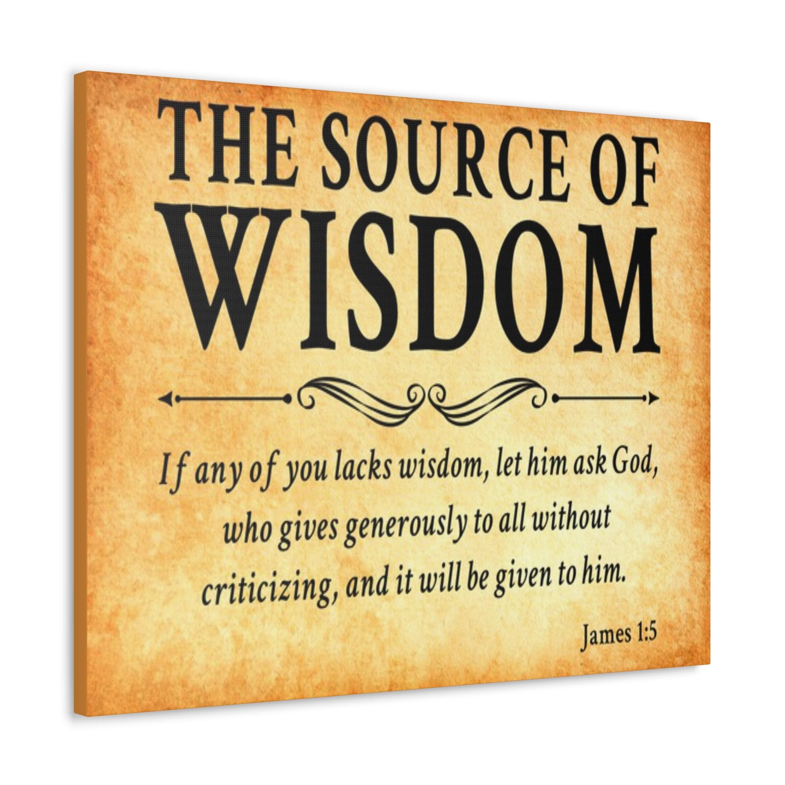 Scripture Walls James 1:5 The Source of Wisdom Gold Bible Verse Canvas Christian Wall Art Ready to Hang Unframed-Express Your Love Gifts