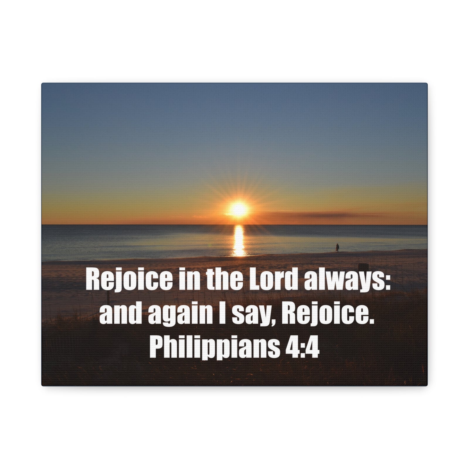Scripture Walls Rejoice In The Lord Philippians 4:4 Sunset Bible Verse Canvas Christian Wall Art Ready to Hang-Express Your Love Gifts