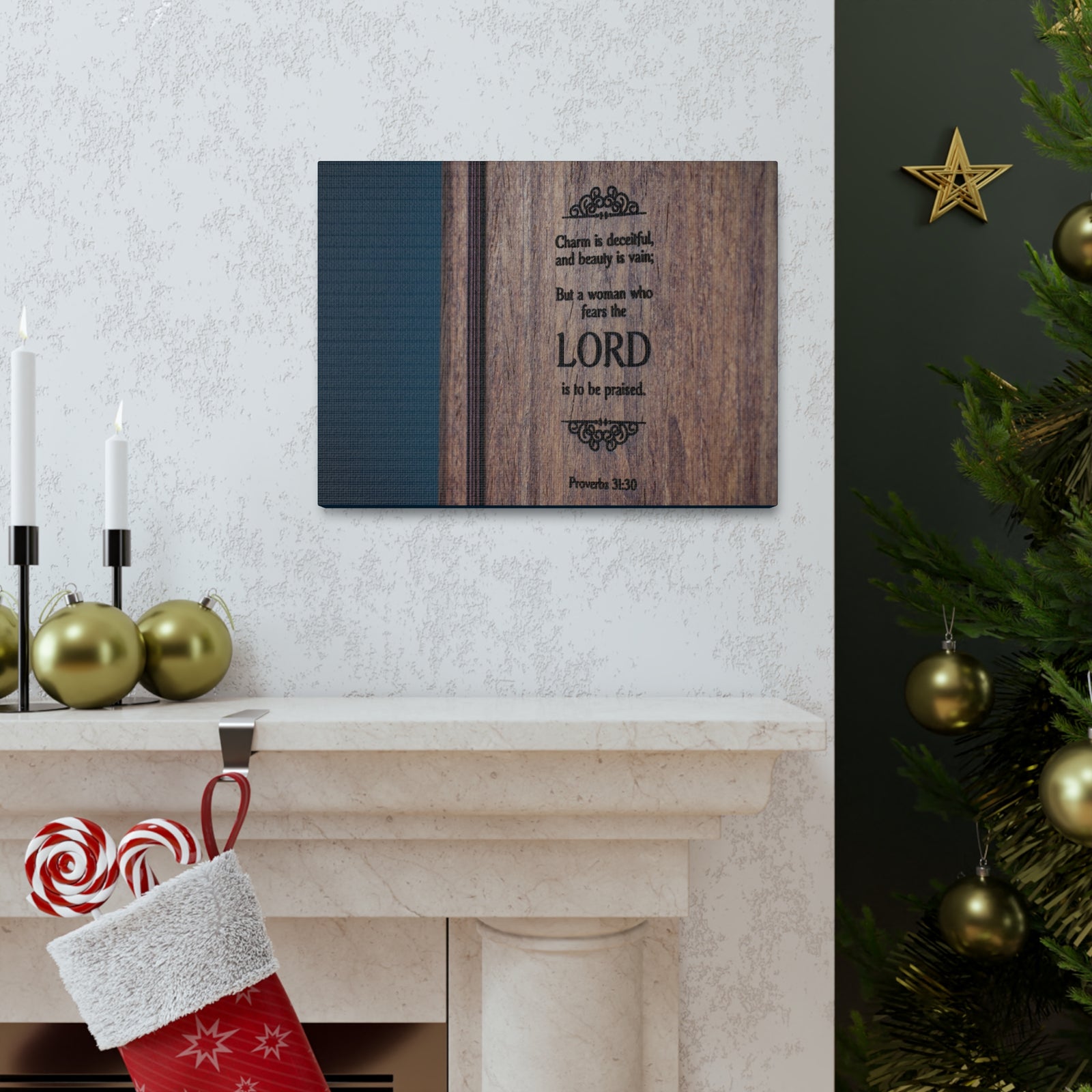 Scripture Walls To Be Praised Proverbs 31:30 Bible Verse Canvas Christian Wall Art Ready to Hang-Express Your Love Gifts