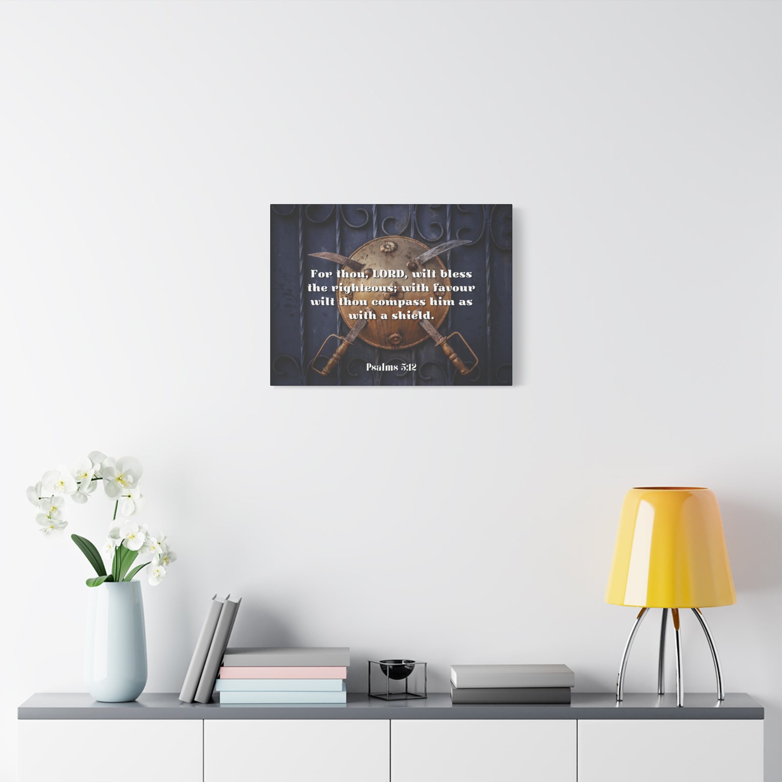 Scripture Canvas Bless The Righteous Psalm 5:12 Christian Wall Art Bible Verse Print Ready to Hang-Express Your Love Gifts