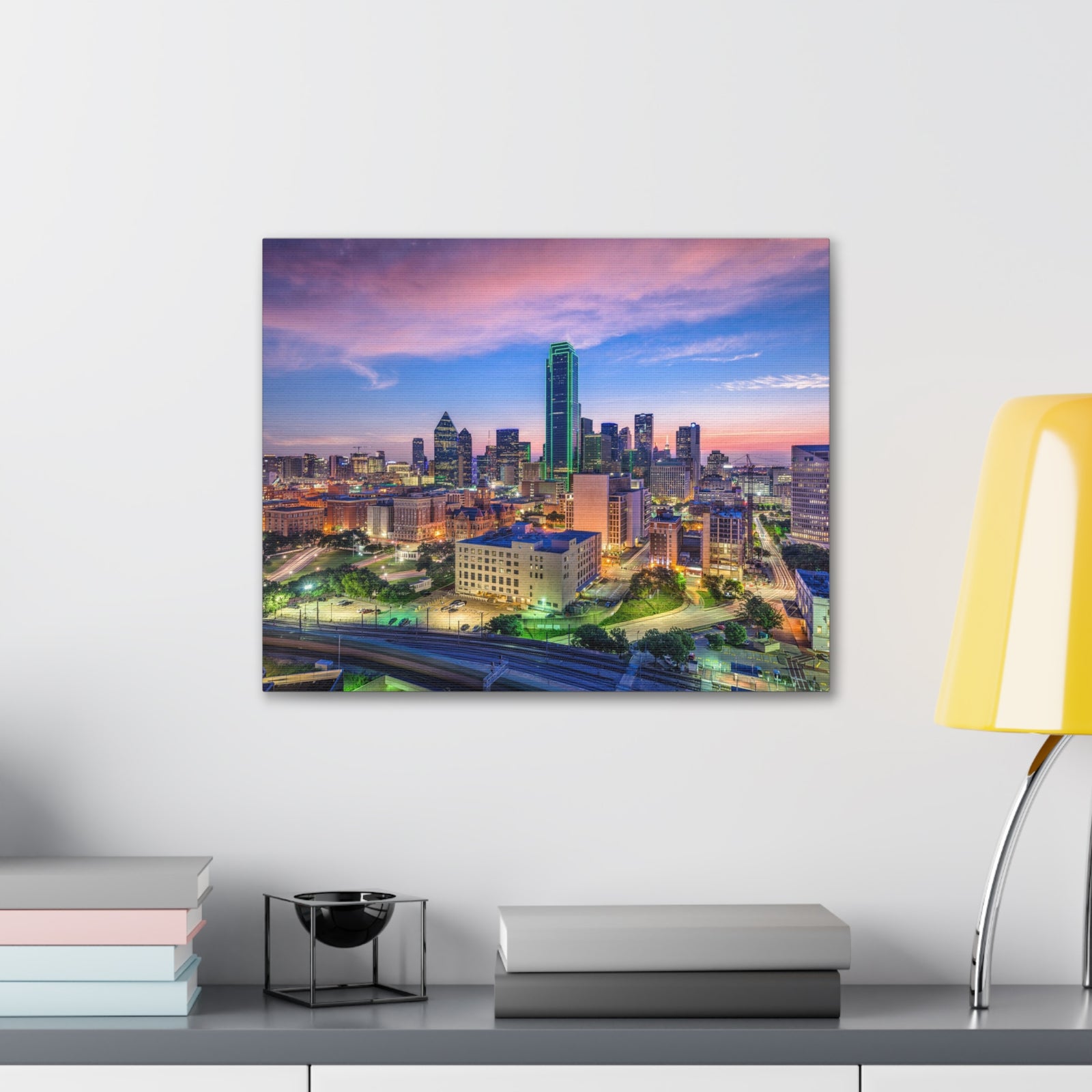 Dallas Night Skyline Canvas Artwork High-Quality Breathtaking Stunning Cityscape for Home Decor Ready to Hang-Express Your Love Gifts