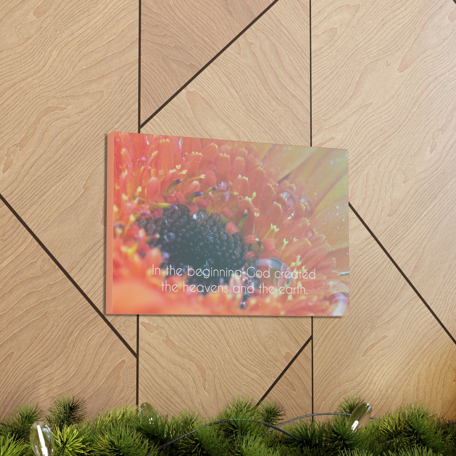 Scripture Canvas The Heavens And The Earth Genesis 1:1 Christian Wall Art Bible Verse Print Ready to Hang-Express Your Love Gifts