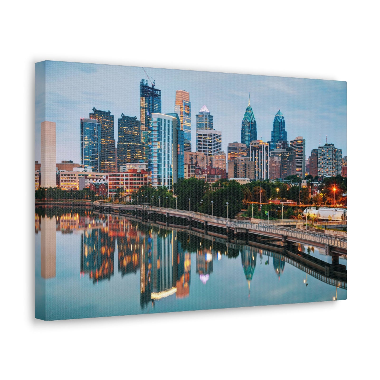 Philadelphia Daytime Skyline Canvas Artwork High-Quality Breathtaking Stunning Cityscape for Home Decor Ready to Hang-Express Your Love Gifts