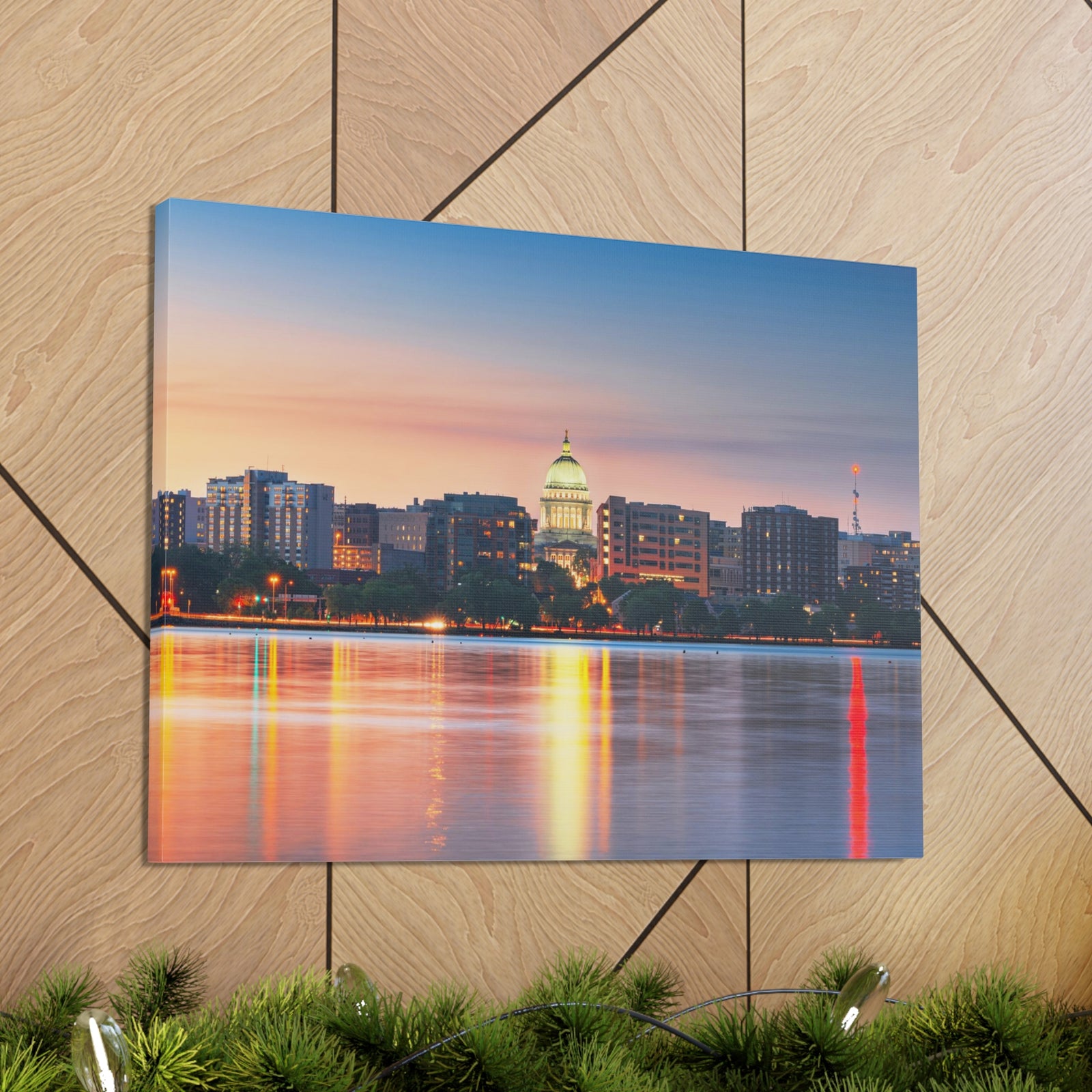 Madison Night Skyline Canvas Artwork High-Quality Breathtaking Stunning Cityscape for Home Decor Ready to Hang-Express Your Love Gifts