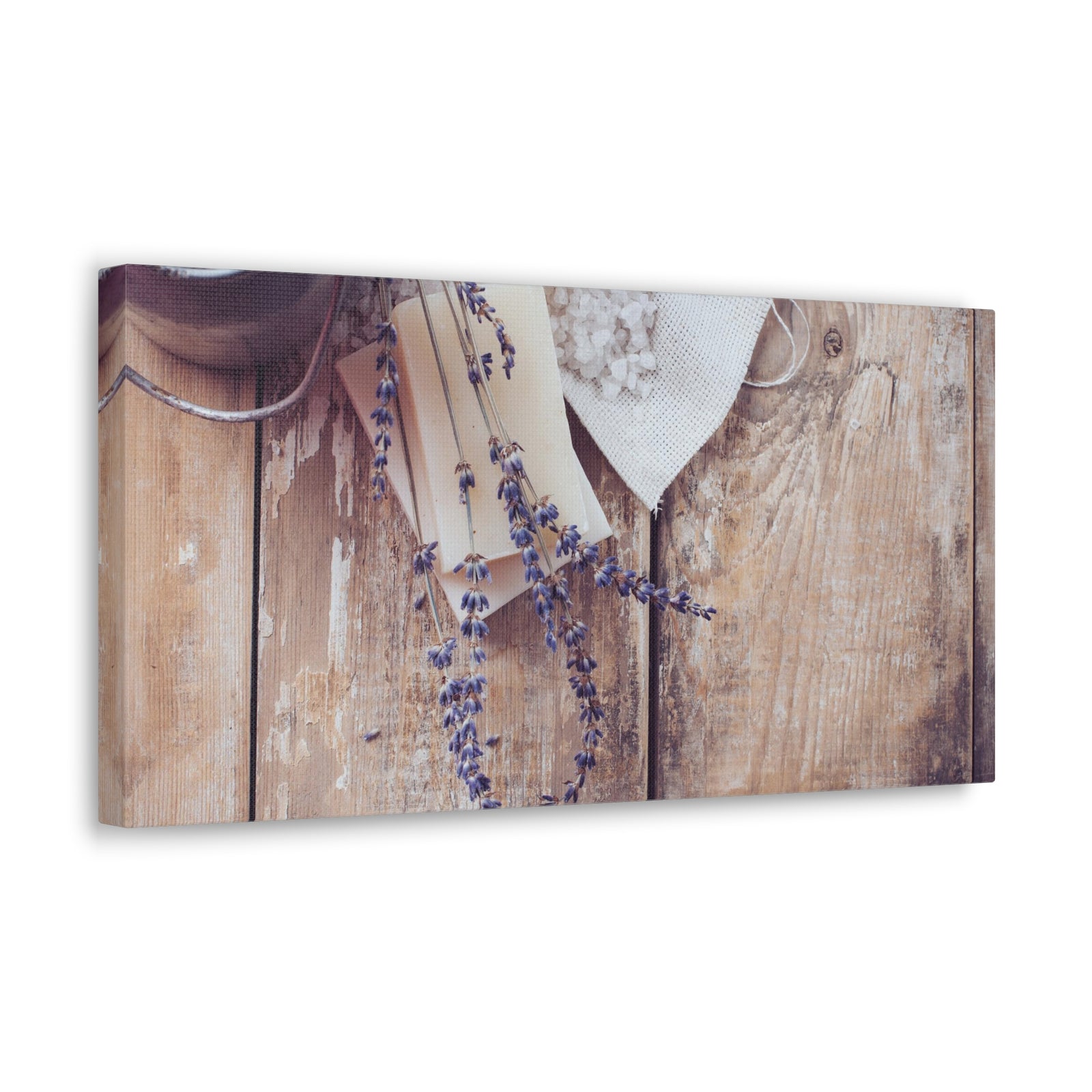 Lilac Flowers On Wooden Plank Rustic Country Background Canvas Wall Art for Home Decor Ready-to-Hang-Express Your Love Gifts