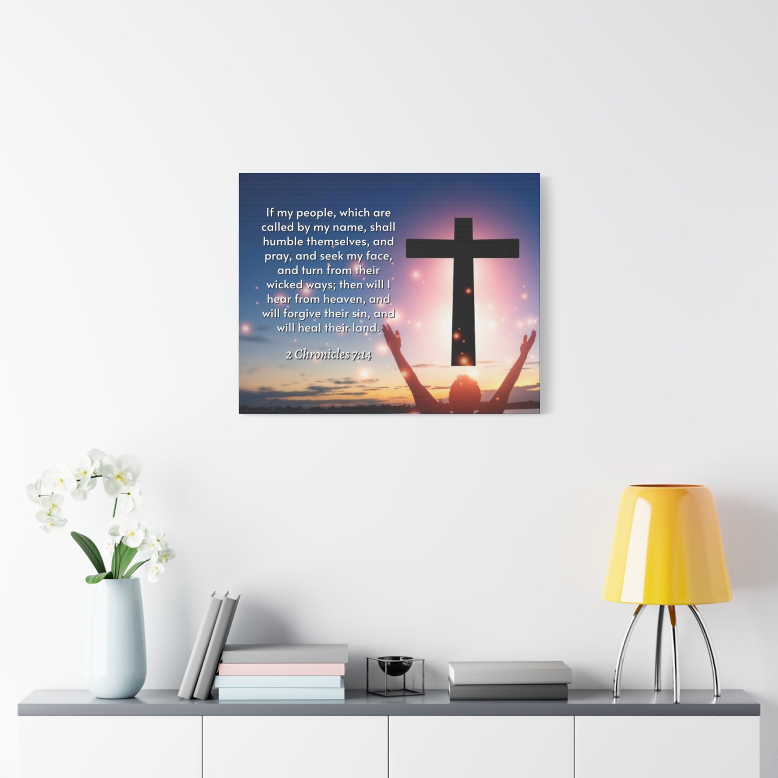 Scripture Walls Hear From Heaven 2 Chronicles 7:14 Bible Verse Canvas Christian Wall Art Ready to Hang-Express Your Love Gifts