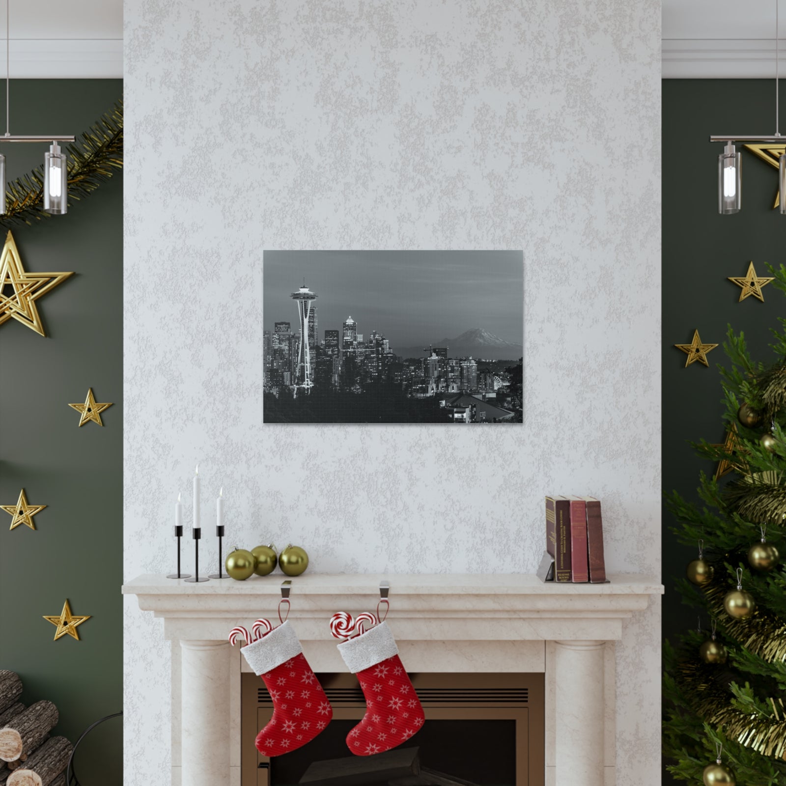 Seattle Black And White Skyline Canvas Artwork High-Quality Breathtaking Stunning Cityscape for Home Decor Ready to Hang-Express Your Love Gifts