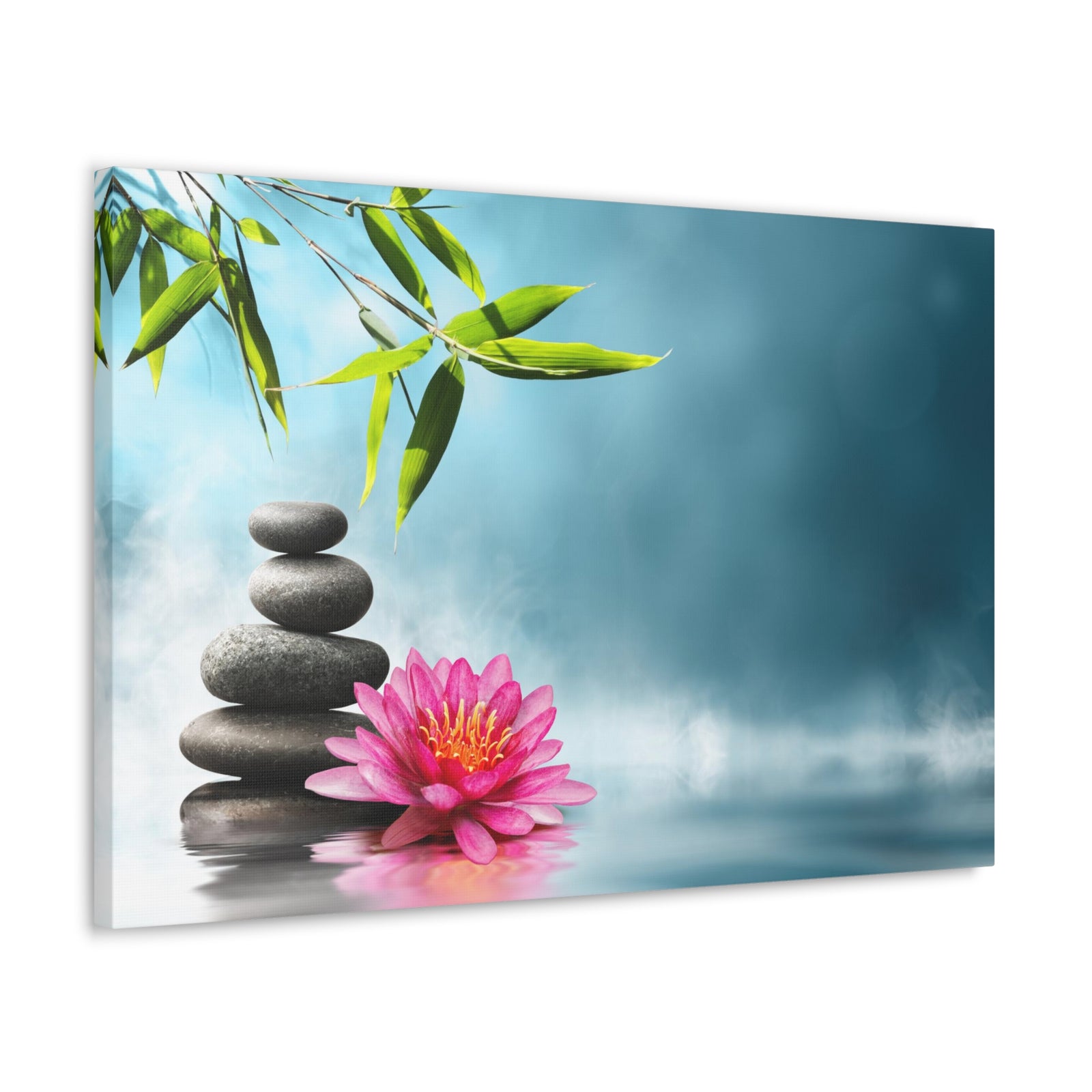 Waterlily with Stones Forest Floral Nature Photography Canvas Wall Art for Home Decor Ready-to-Hang-Express Your Love Gifts