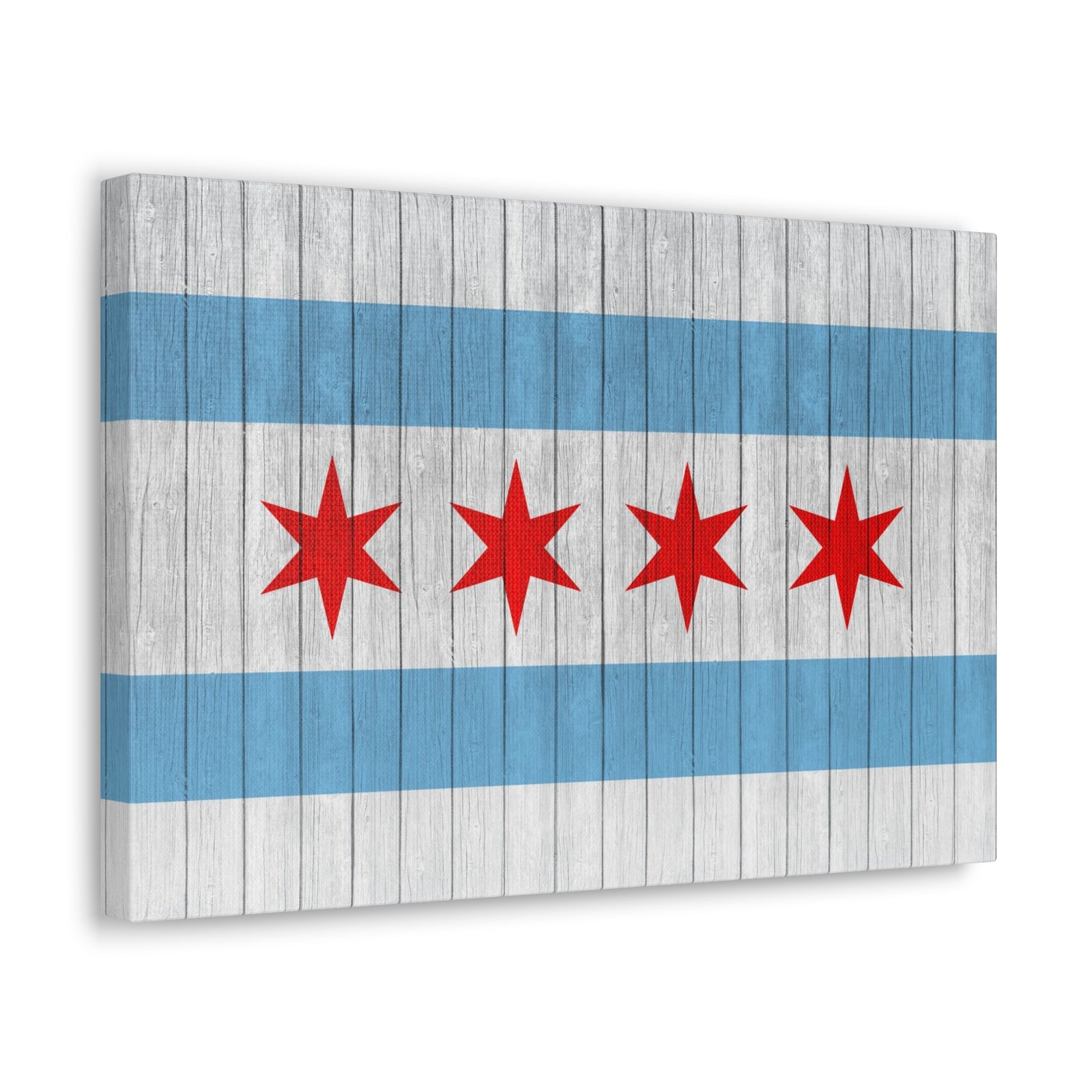 Chicago Flag On Wood Texture Canvas Wall Art for Home Decor Ready-to-Hang-Express Your Love Gifts