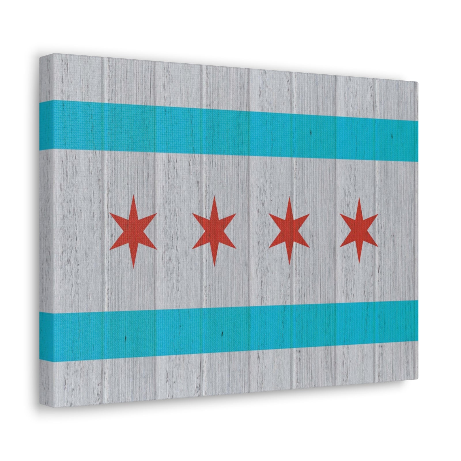Chicago Flag Distressed Wood Look Canvas Wall Art for Home Decor Ready-to-Hang-Express Your Love Gifts