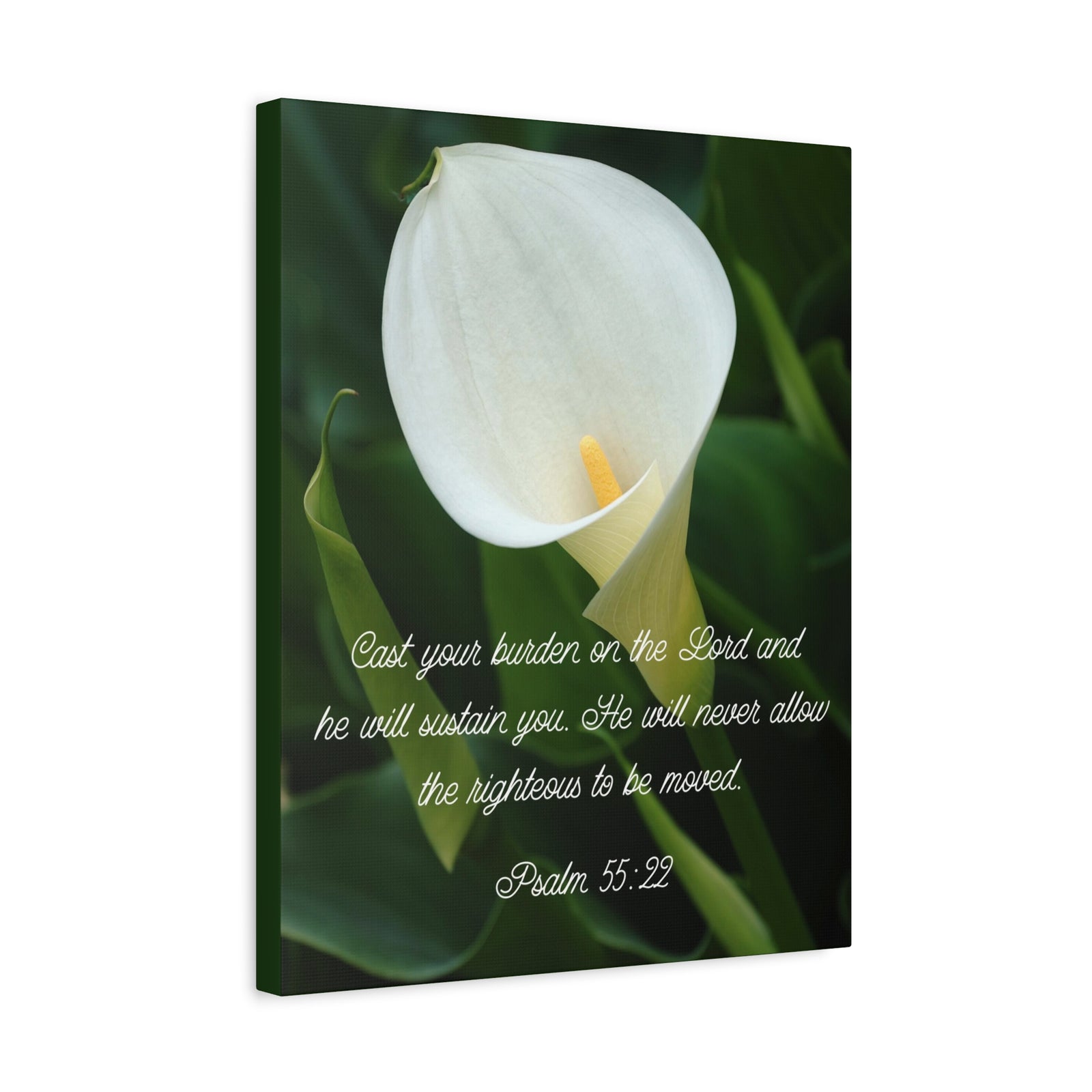 Scripture Canvas Cast Your Burden Psalm 55:22 Christian Wall Art Bible Verse Print Ready to Hang-Express Your Love Gifts