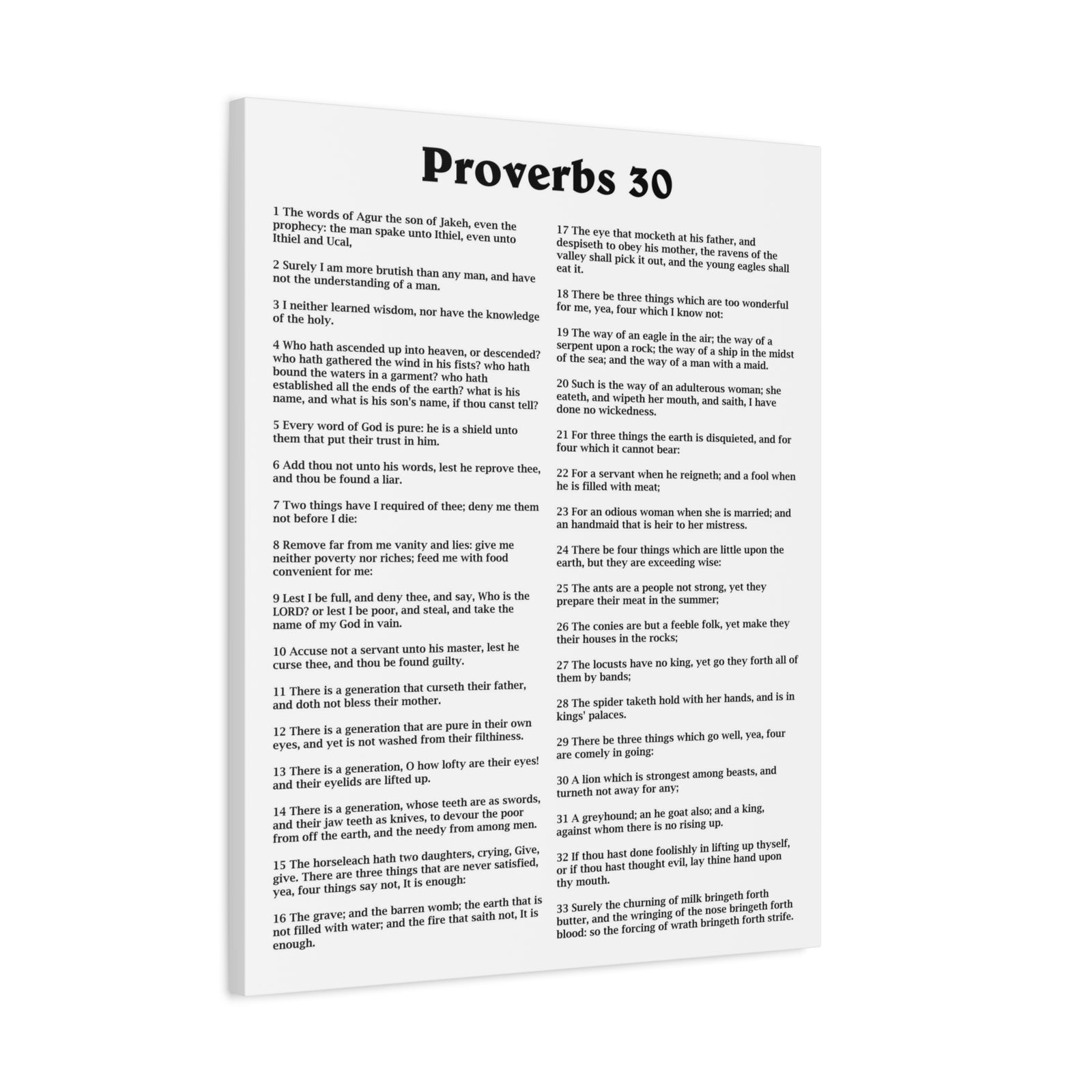 Scripture Walls Proverbs Chapter 30 White Bible Canvas Christian Wall Art Ready to Hang Unframed-Express Your Love Gifts