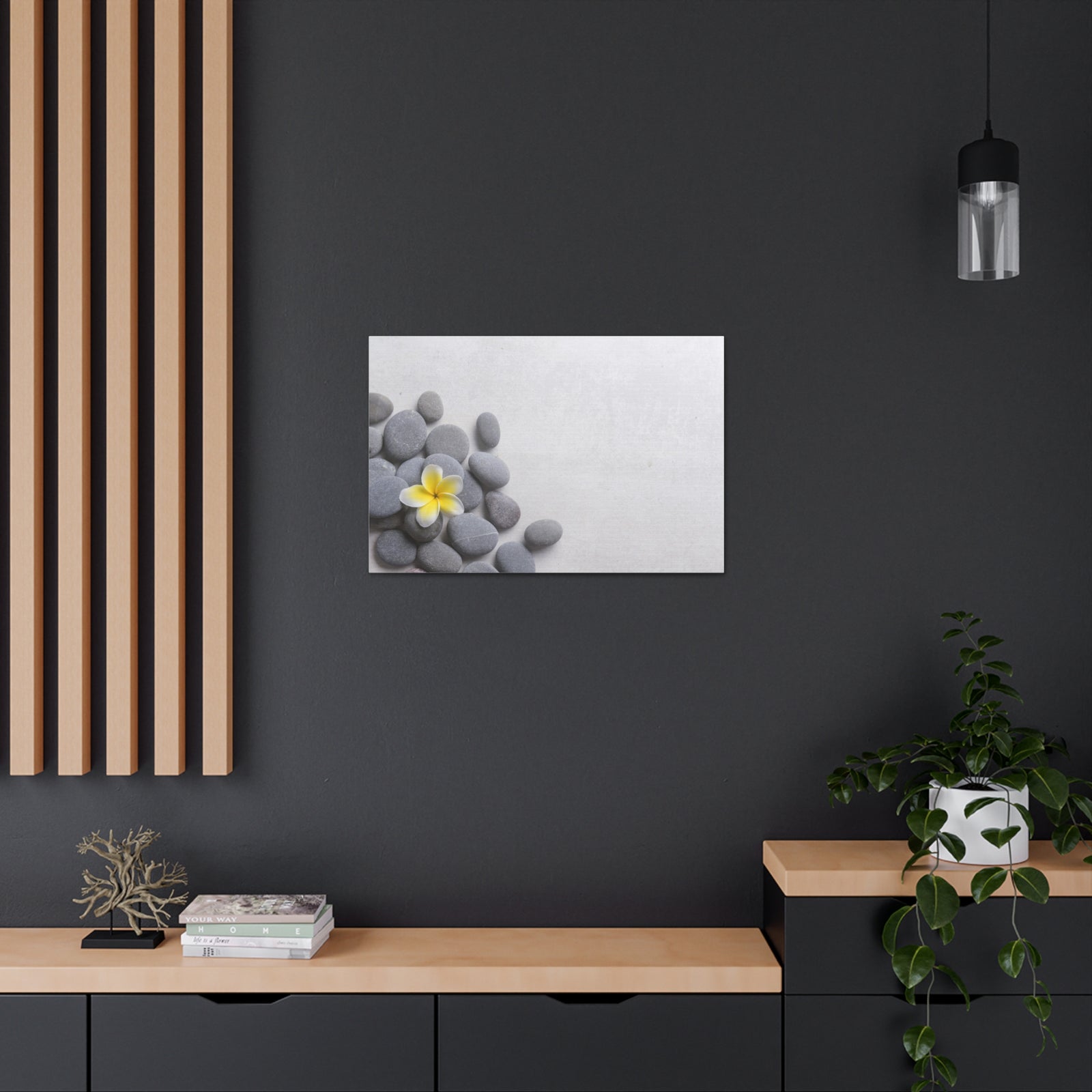Frangipani and Zen Stones Forest Floral Nature Photography Canvas Wall Art for Home Decor Ready-to-Hang-Express Your Love Gifts