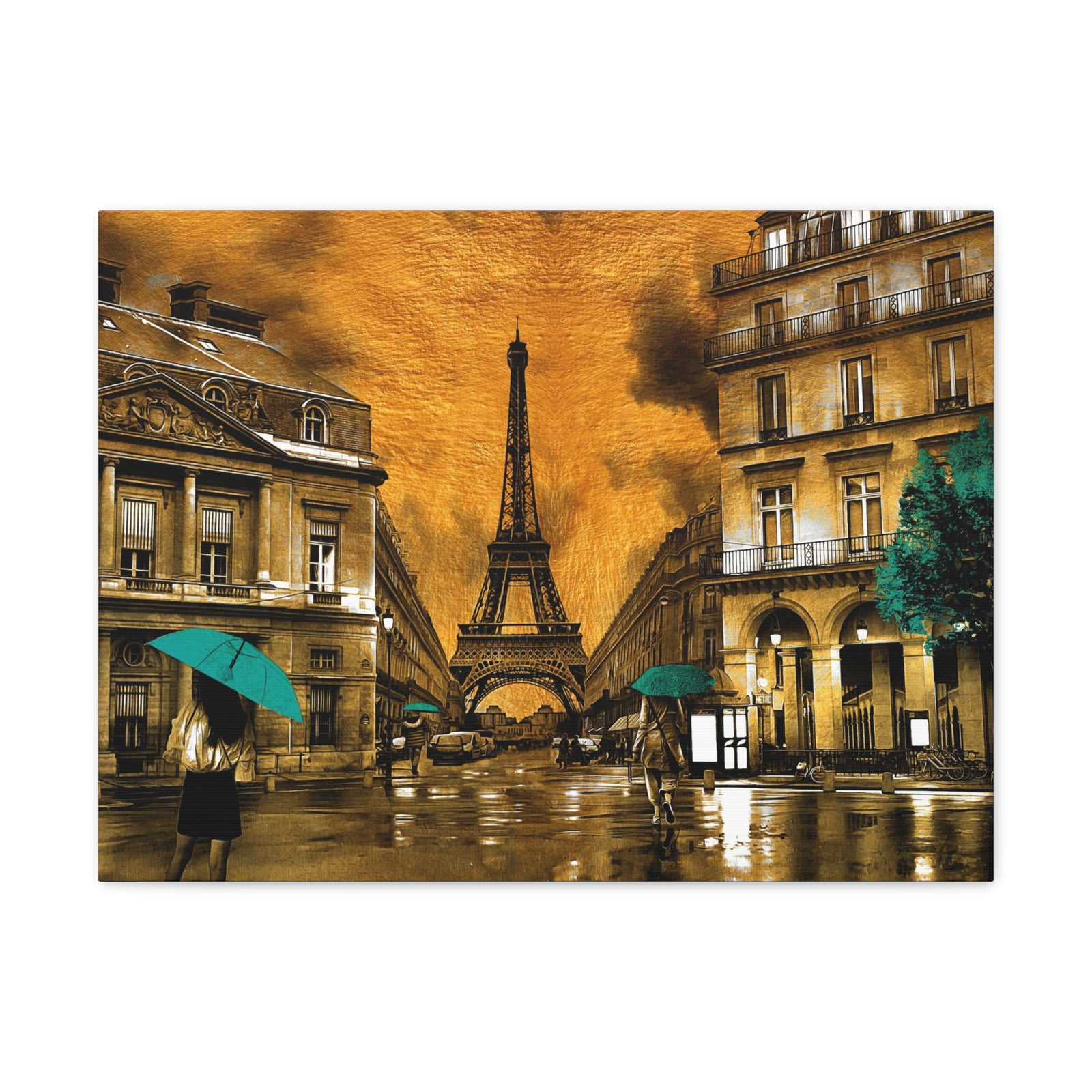 Yellow And Blue Eiffel Tower France Canvas Artwork High-Quality Breathtaking French City for Home Decor Ready to Hang-Express Your Love Gifts