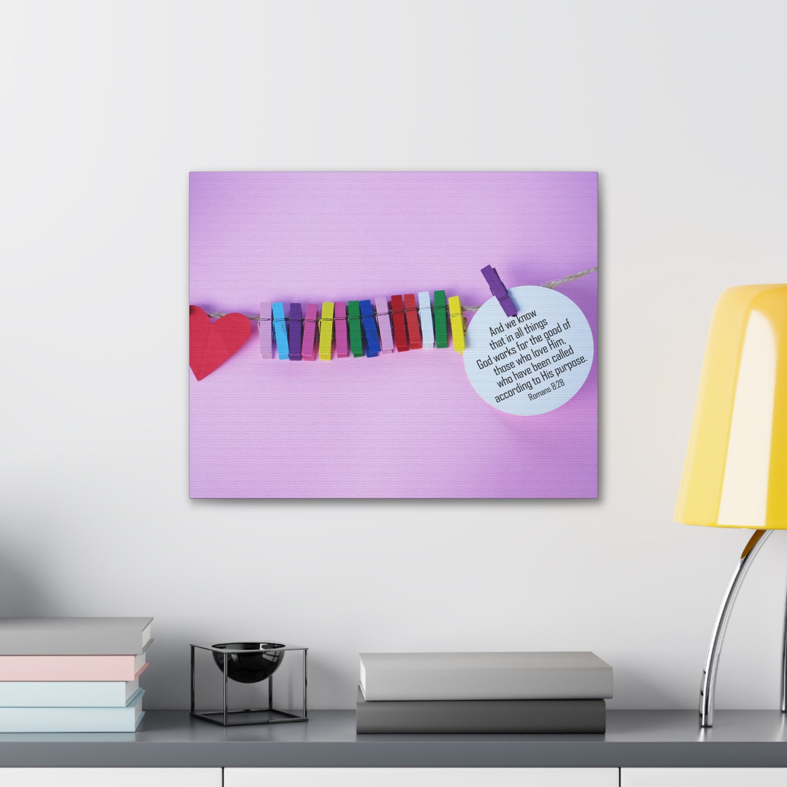 Scripture Walls His Purpose Romans 8:28 Bible Verse Canvas Christian Wall Art Ready to Hang-Express Your Love Gifts