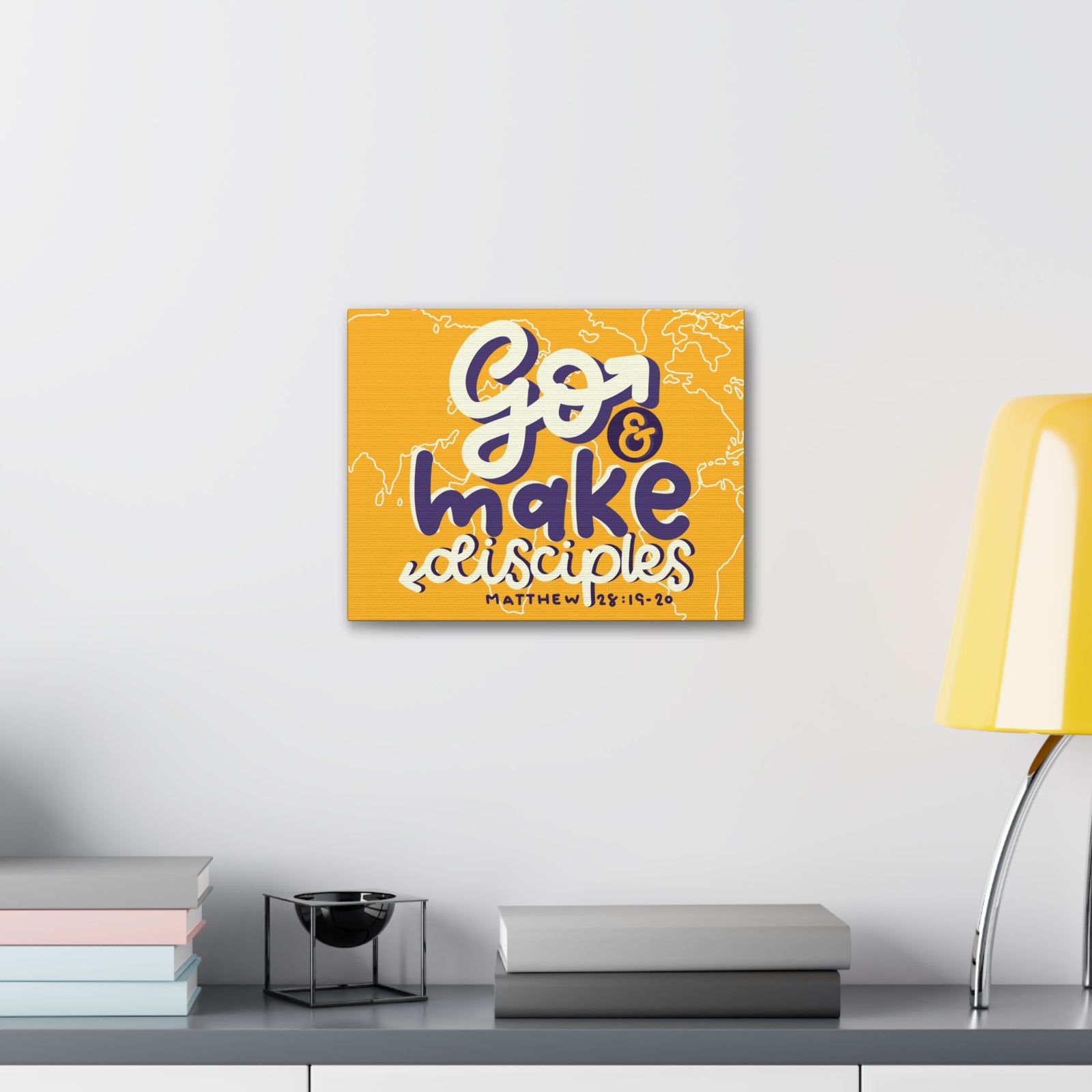Scripture Canvas Go And Make Disciples Matthew 28:19-20 Christian Wall Art Bible Verse Print Ready to Hang-Express Your Love Gifts