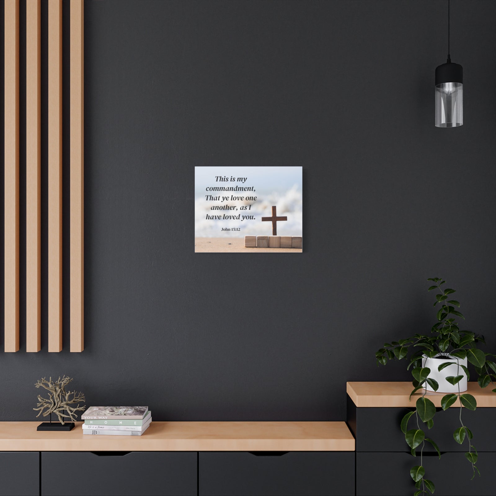 Scripture Canvas My Commandment John 15:12 Christian Wall Art Bible Verse Print Ready to Hang-Express Your Love Gifts