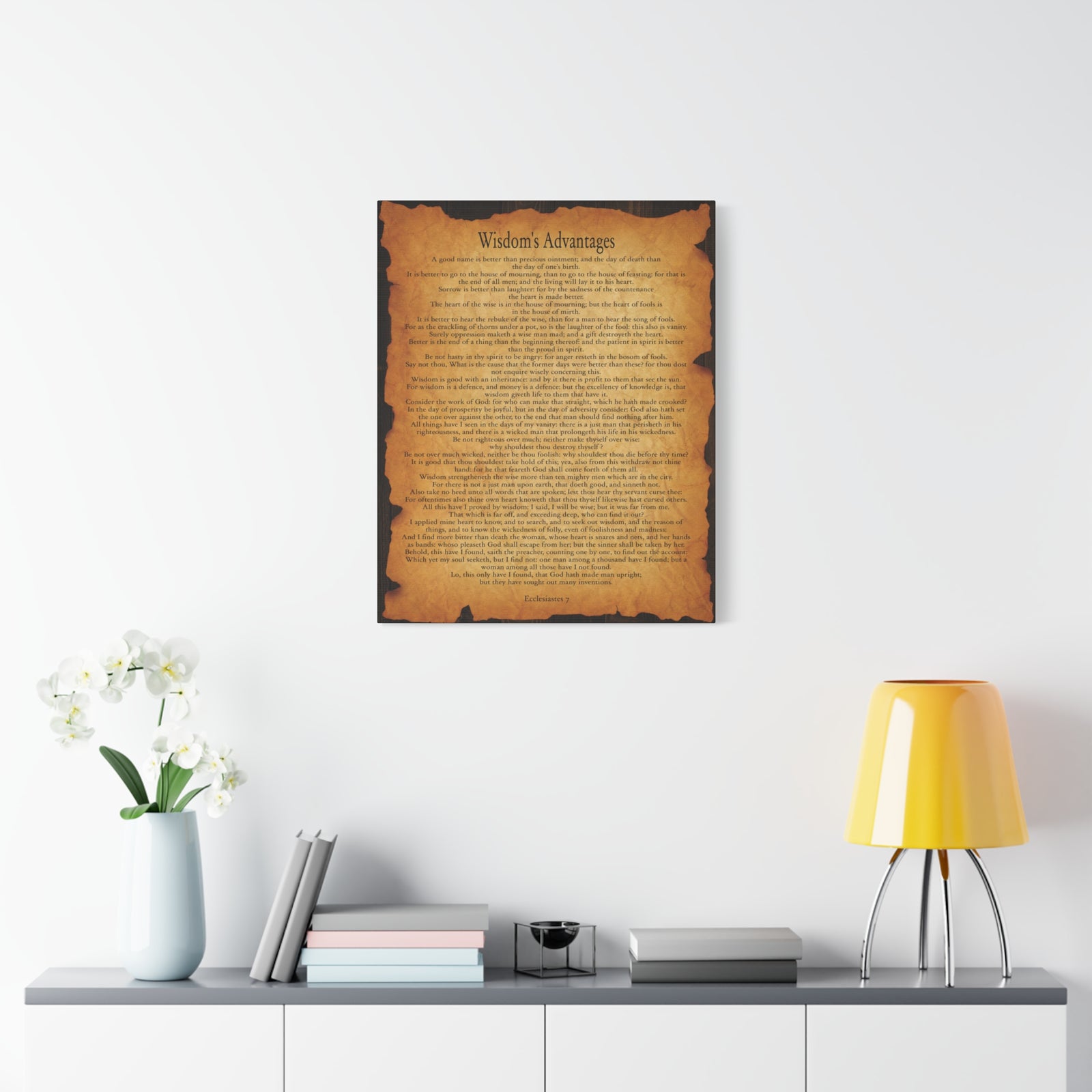 Scripture Walls Wisdom's Advantages Ecclesiastes 7 Gold Brown Bible Verse Canvas Christian Wall Art Ready to Hang-Express Your Love Gifts