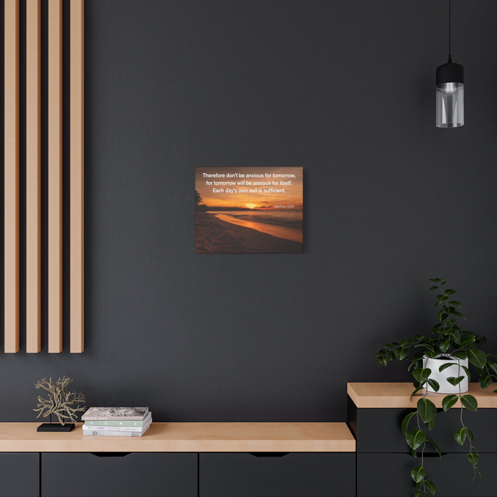 Scripture Walls Don't Be Anxious for Tomorrow Matthew 6:34 Christian Wall Art Print Ready to Hang Unframed-Express Your Love Gifts
