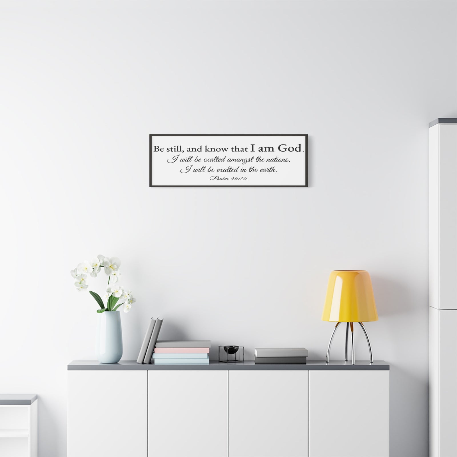 Scripture Walls Psalm 46:10 White Bible Verse Canvas Christian Wall Art Ready to Hang Unframed-Express Your Love Gifts